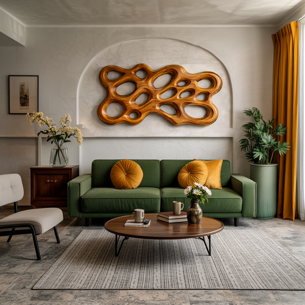 Contemporary Wooden Wall Art With Cutout Sculpture For Bedroom RTTHTTWA101