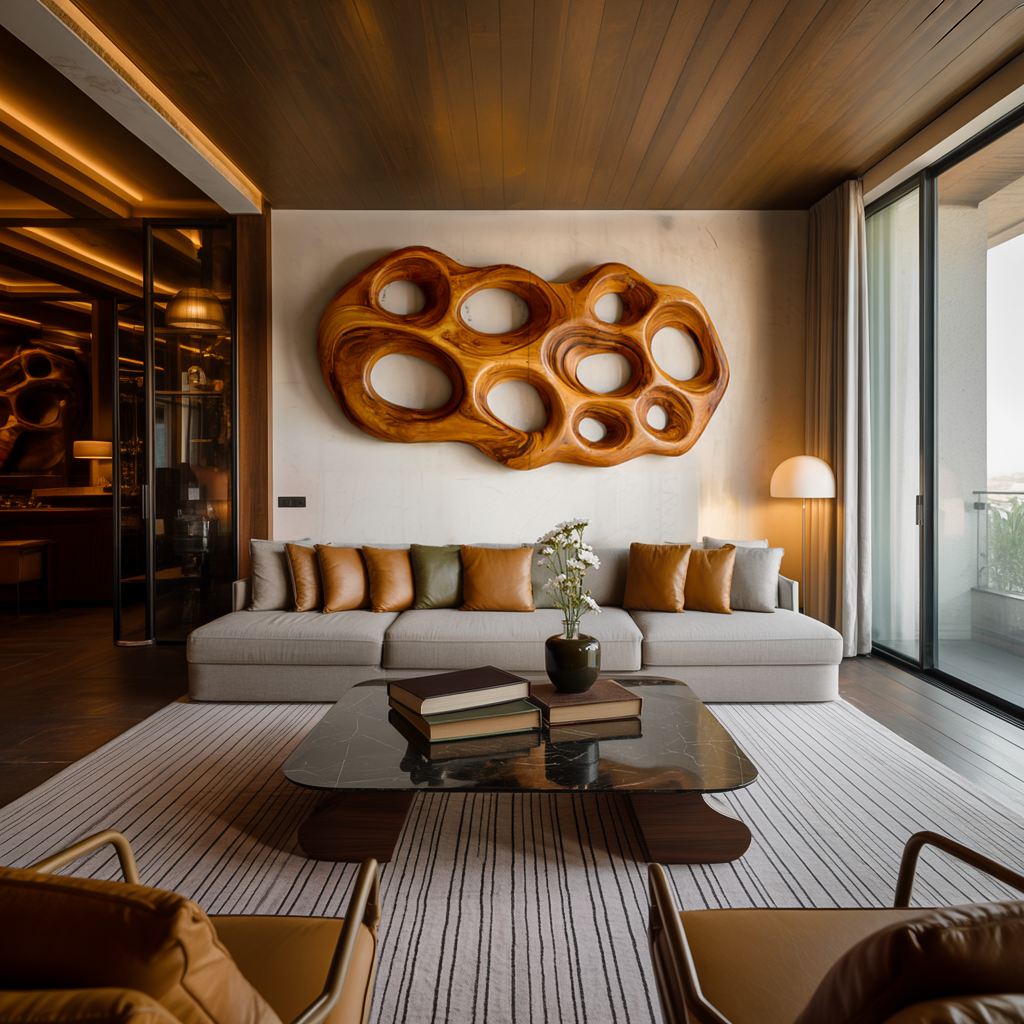 Modern Wooden Wall Art Hollow Form For Contemporary Space RTTHTTWA105