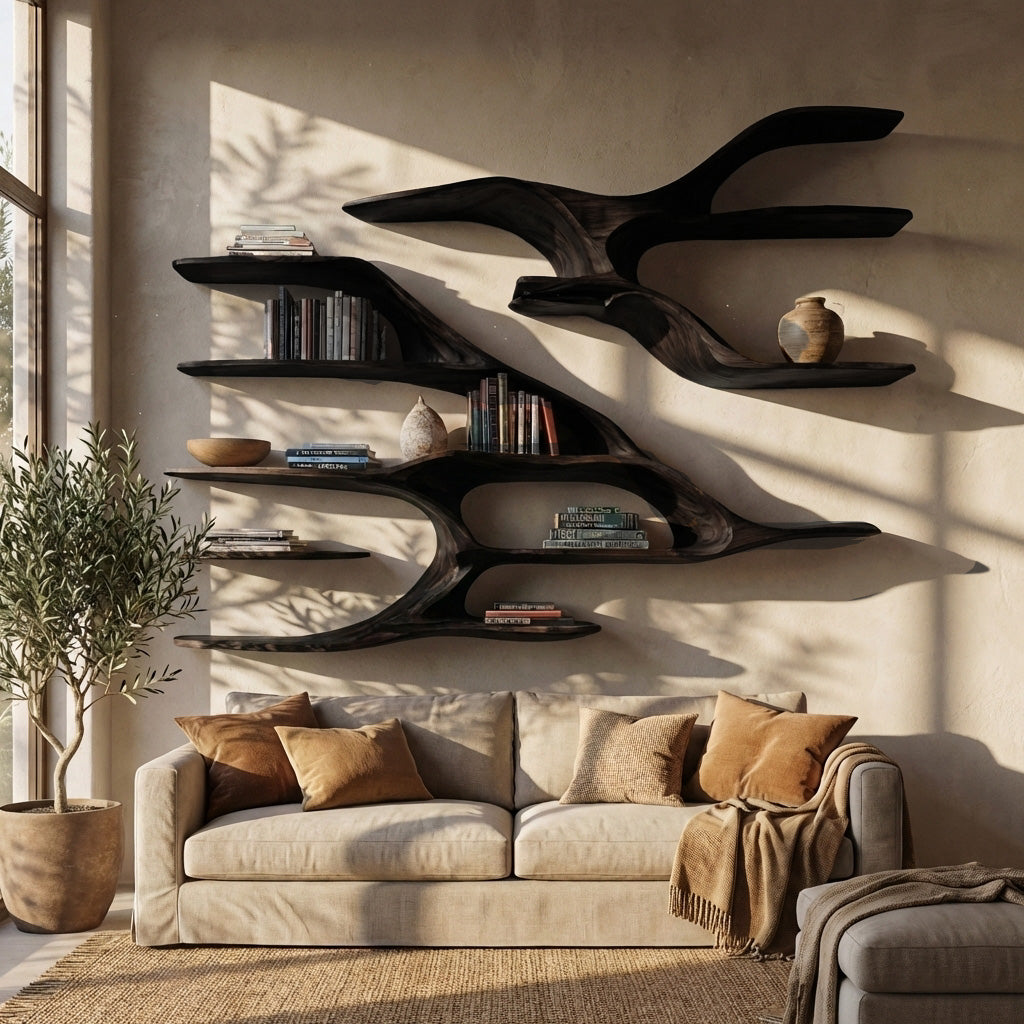 Contemporary Wooden Wall Shelf For Living Room Decor RTTHHNWMS012