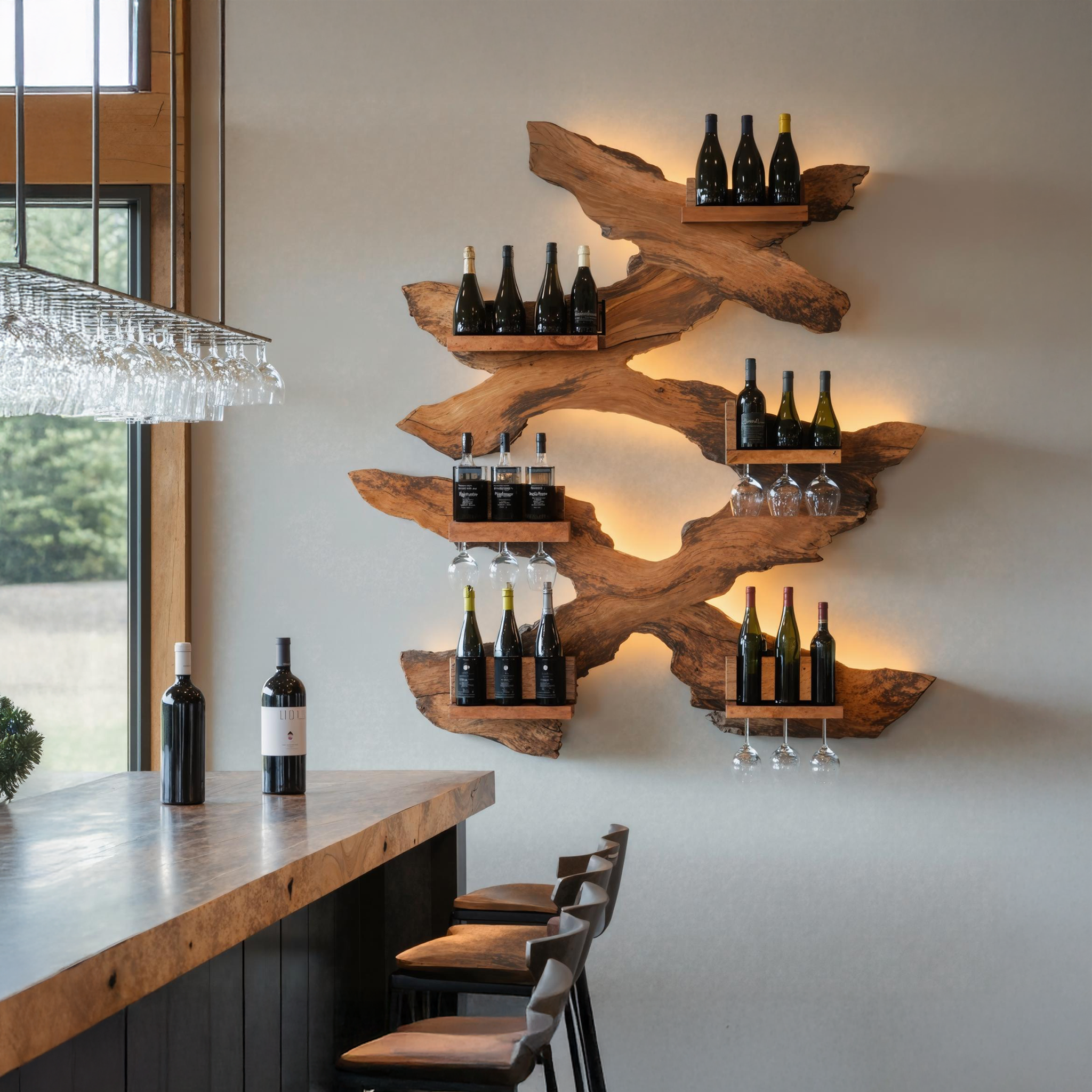 Farmhouse Wine Stand For Living Room Wood Accent Piece SILDTTRWH020