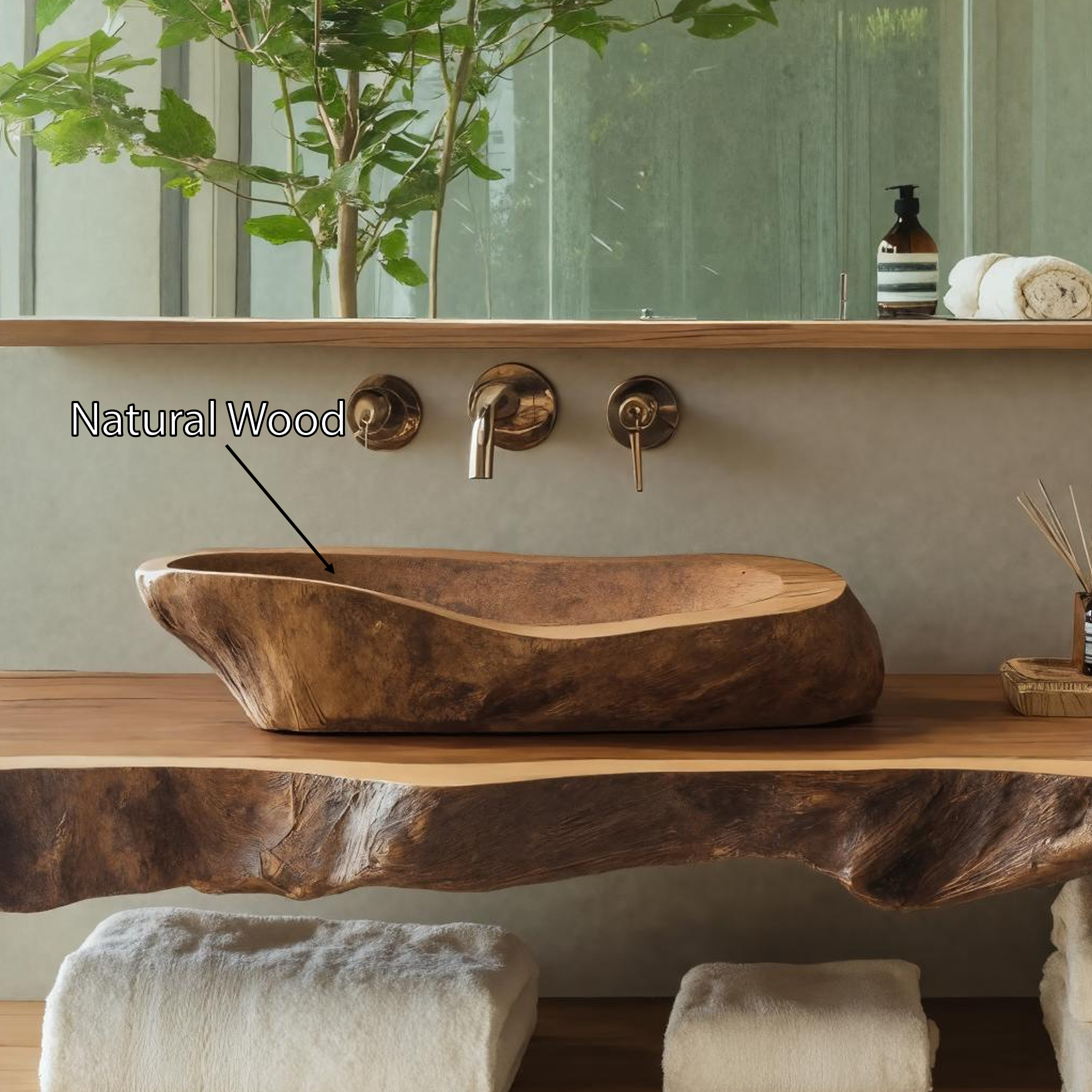 Handcrafted Wood Wash Basin For Elegant Bathroom Design SILDTTRVS005