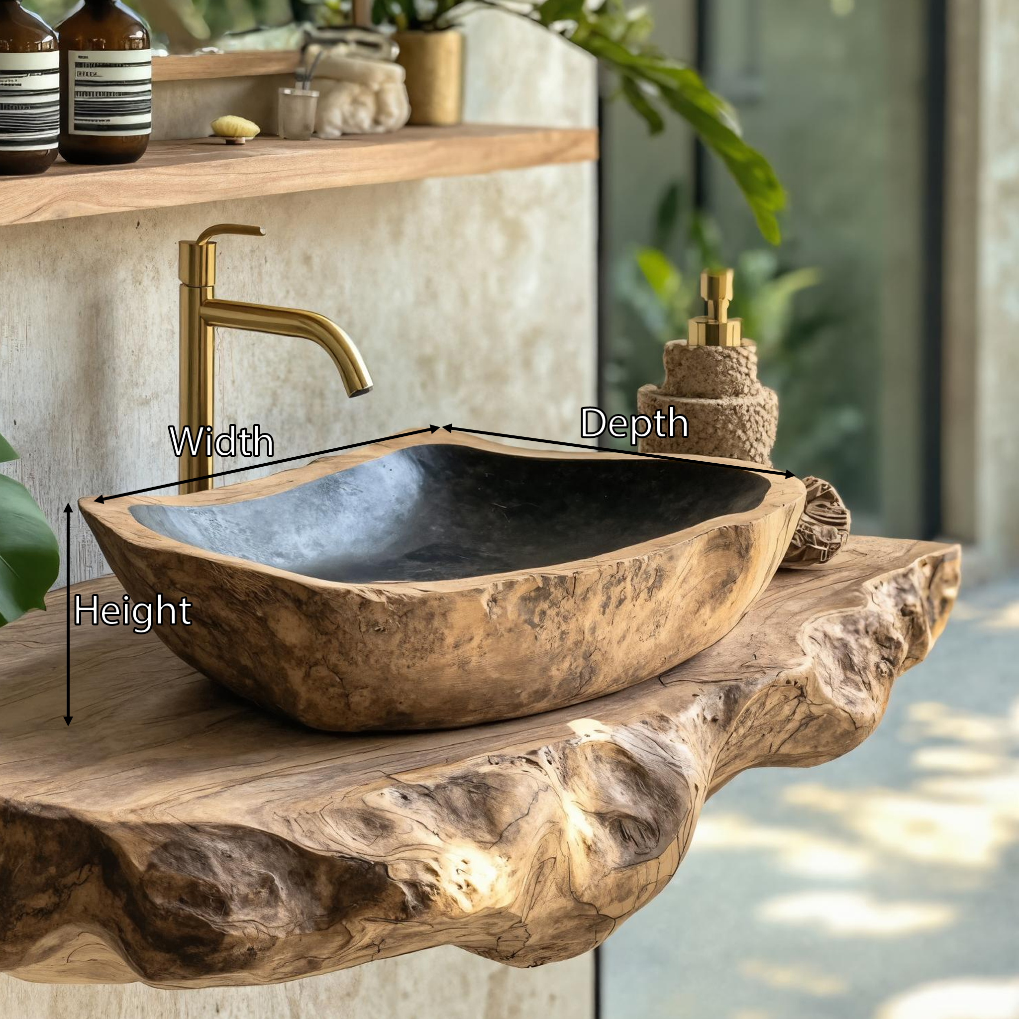 Rustic Mid Century Solid Wood Sink For Bathroom Decor SILDTTRVS009
