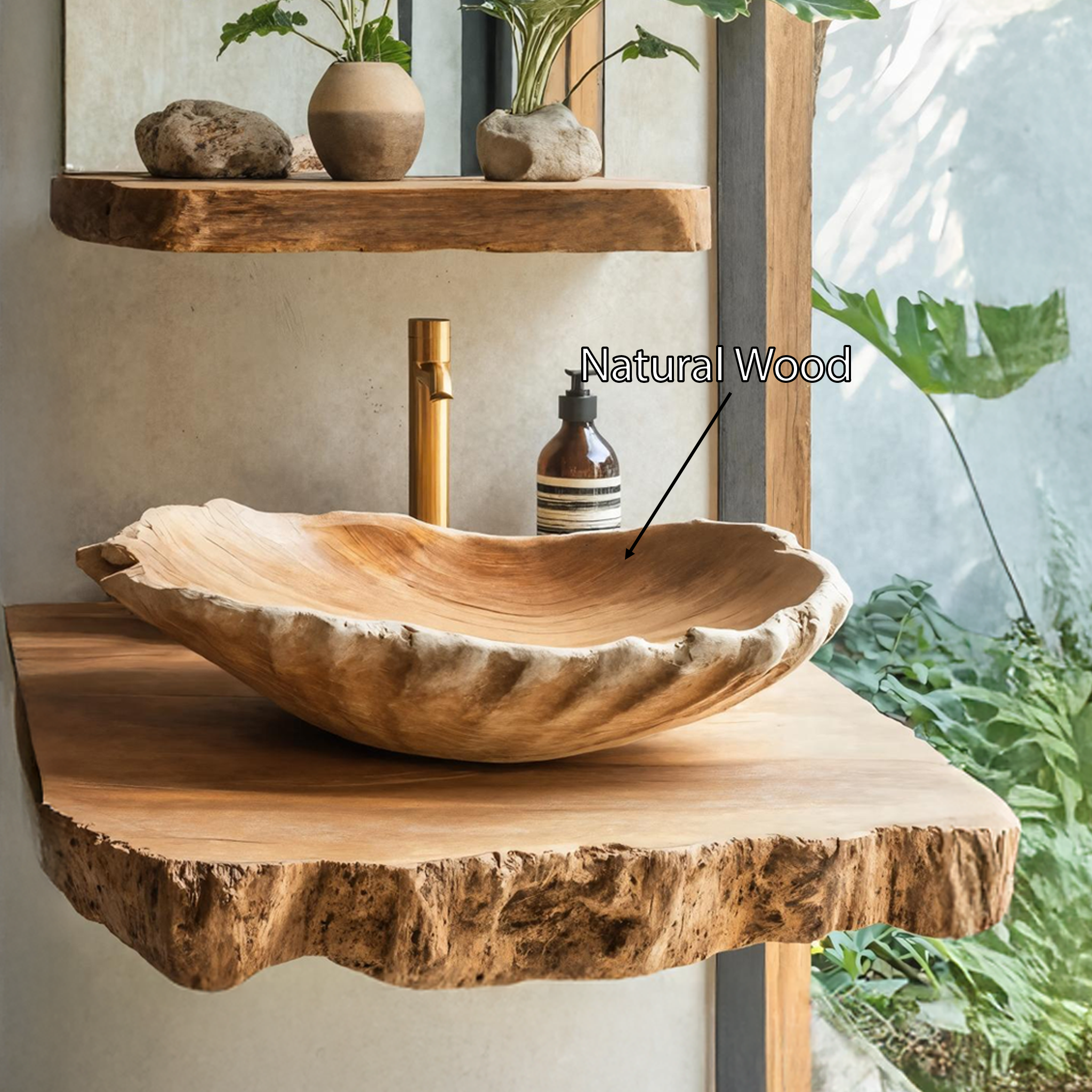 Rustic Solid Wood Sink For Farmhouse Furniture Styling SILDTTRVS007