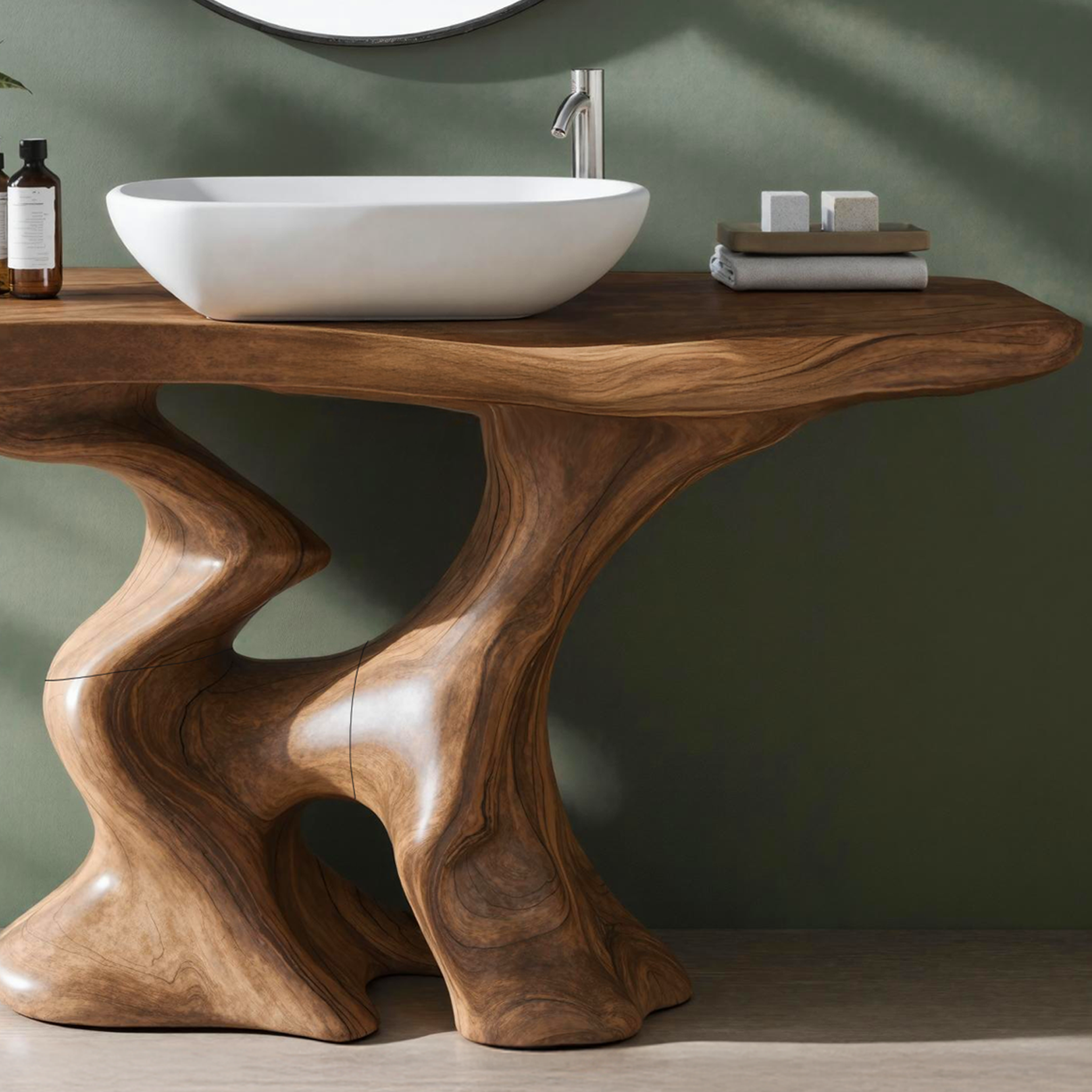 Mid Century Solid Vanity For Minimalist Bathroom SILDTTRBRV004
