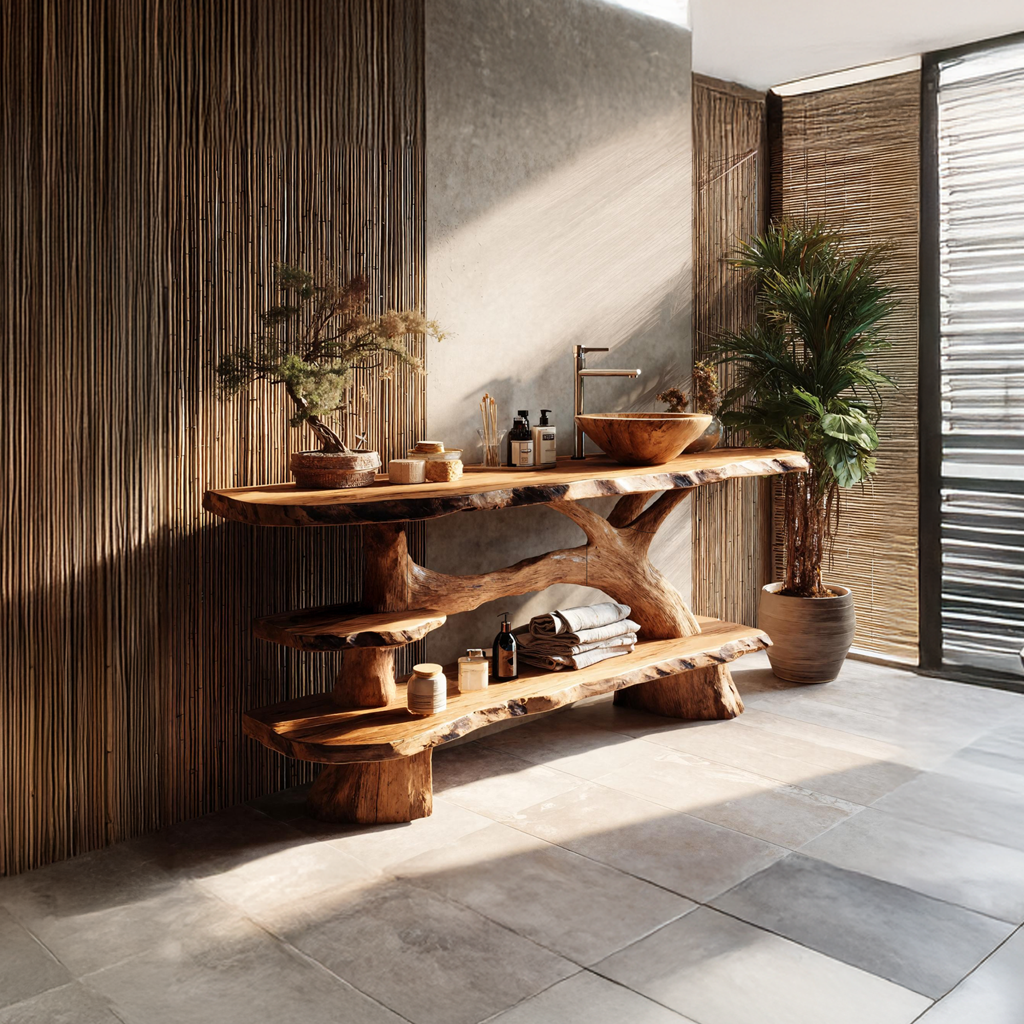 Modern Live Edge Tree Trunk Vanity For Classic Bathroom Interior Decor SILDTTRBRV093