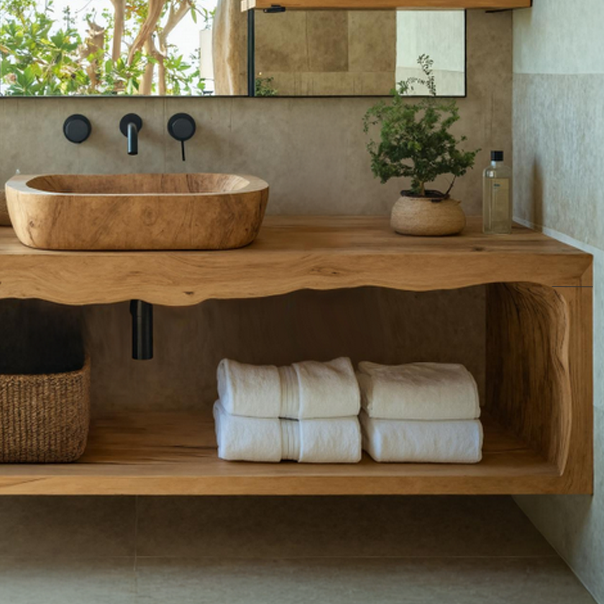 Handcrafted Live Edge Vanity For Modern Bathroom Style SILDTTRBRV019
