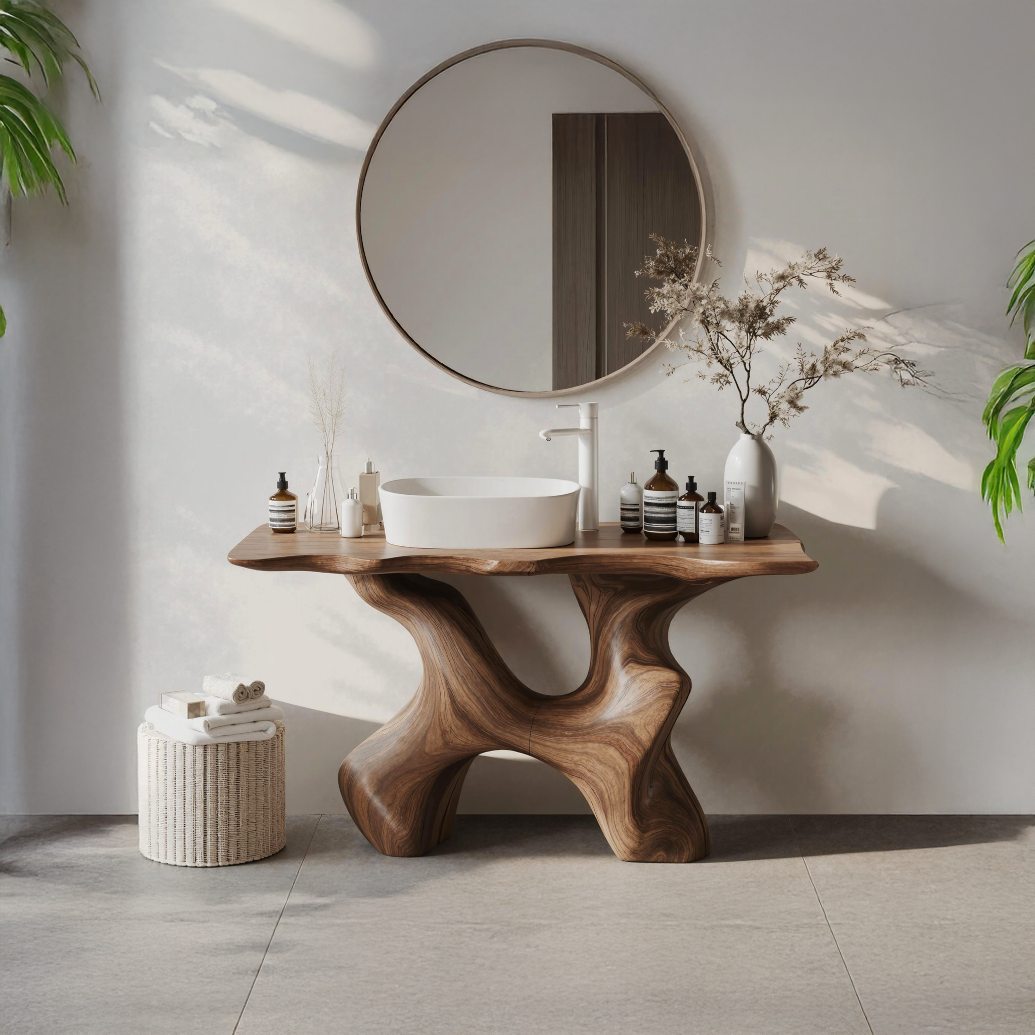 Rustic Solid Wood Vanity For Handmade Bathroom Look SILDTTRBRV007