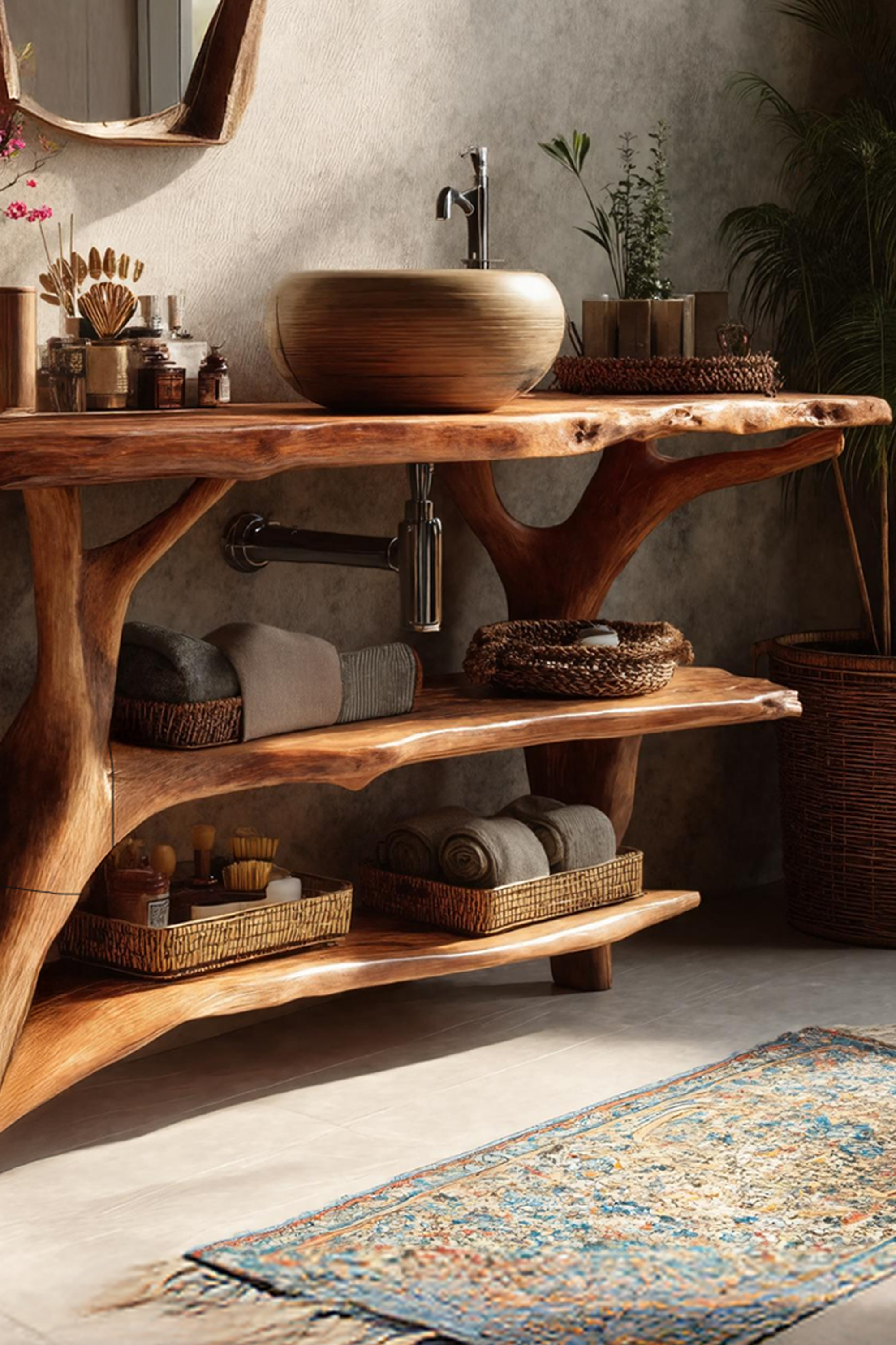 Farmhouse Solid Wood Bathroom Vanity For Cozy Bathroom Design Interior SILDTTRBRV075