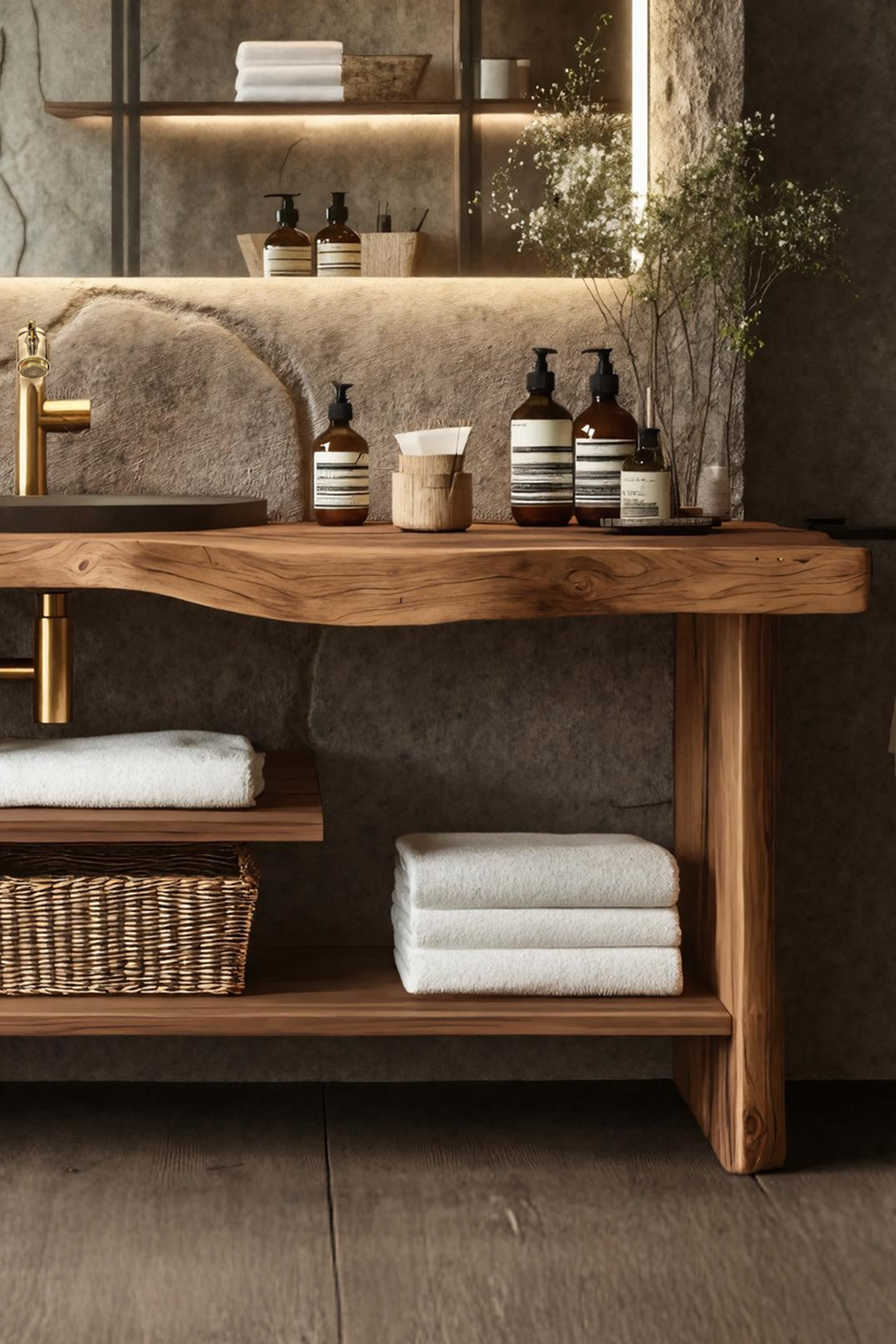 Handcrafted Wooden Storage Vanity For Bathroom Decor SILDTTRBRV055