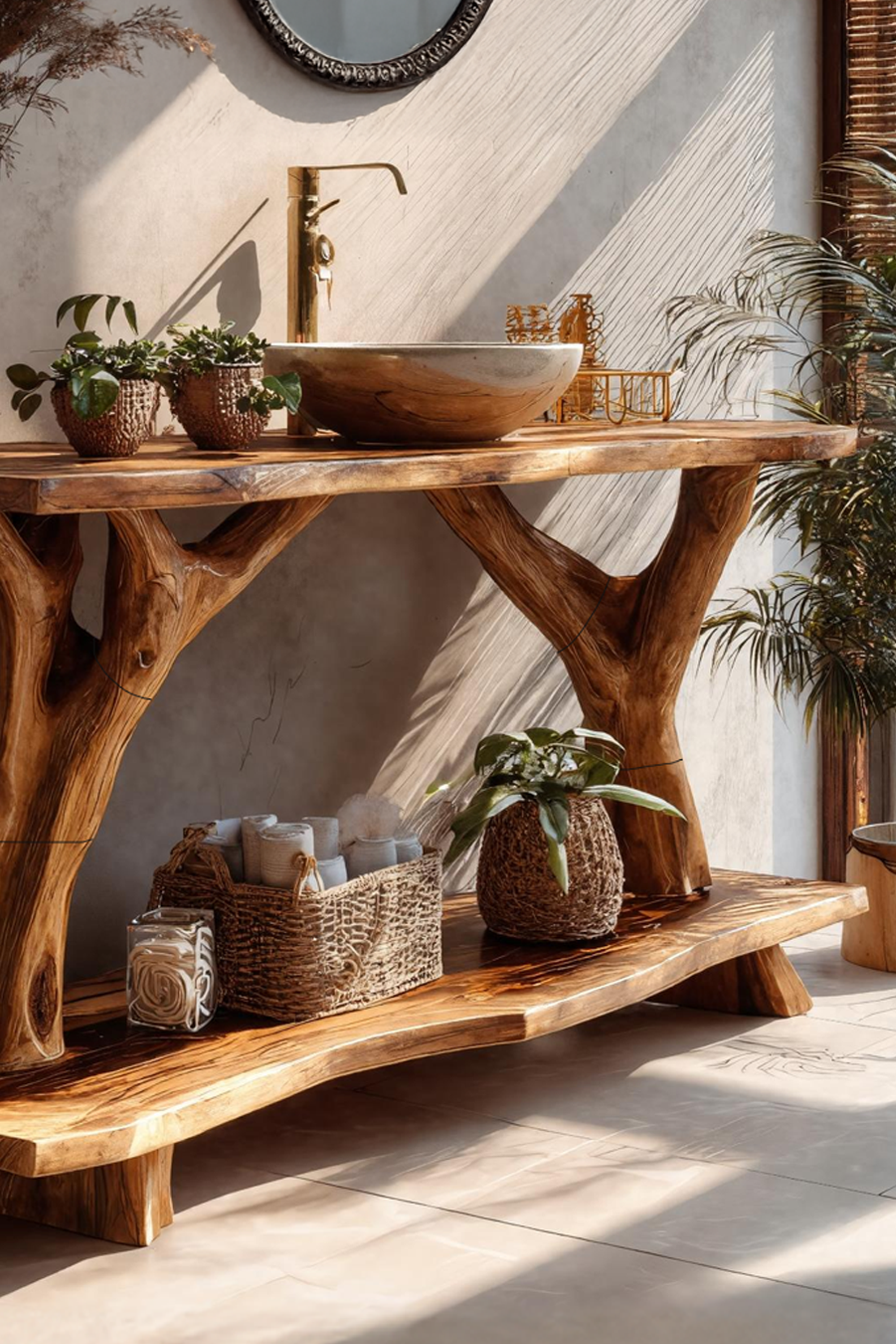 Farmhouse Wooden Live Edge Bathroom Vanity For Country Bathroom Interior SILDTTRBRV091