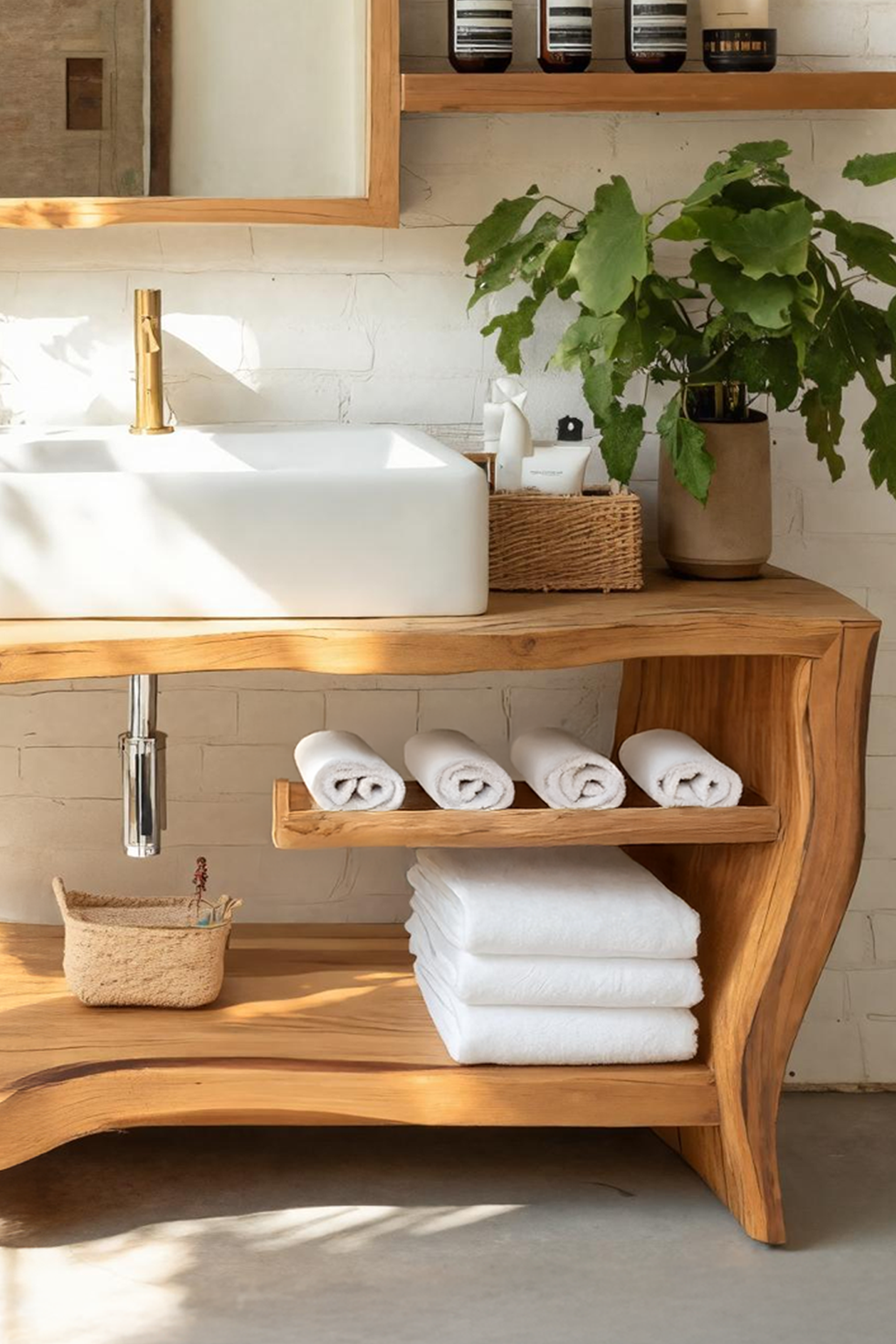 Rustic Wooden Vanity Space For Bathroom Use SILDTTRBRV058