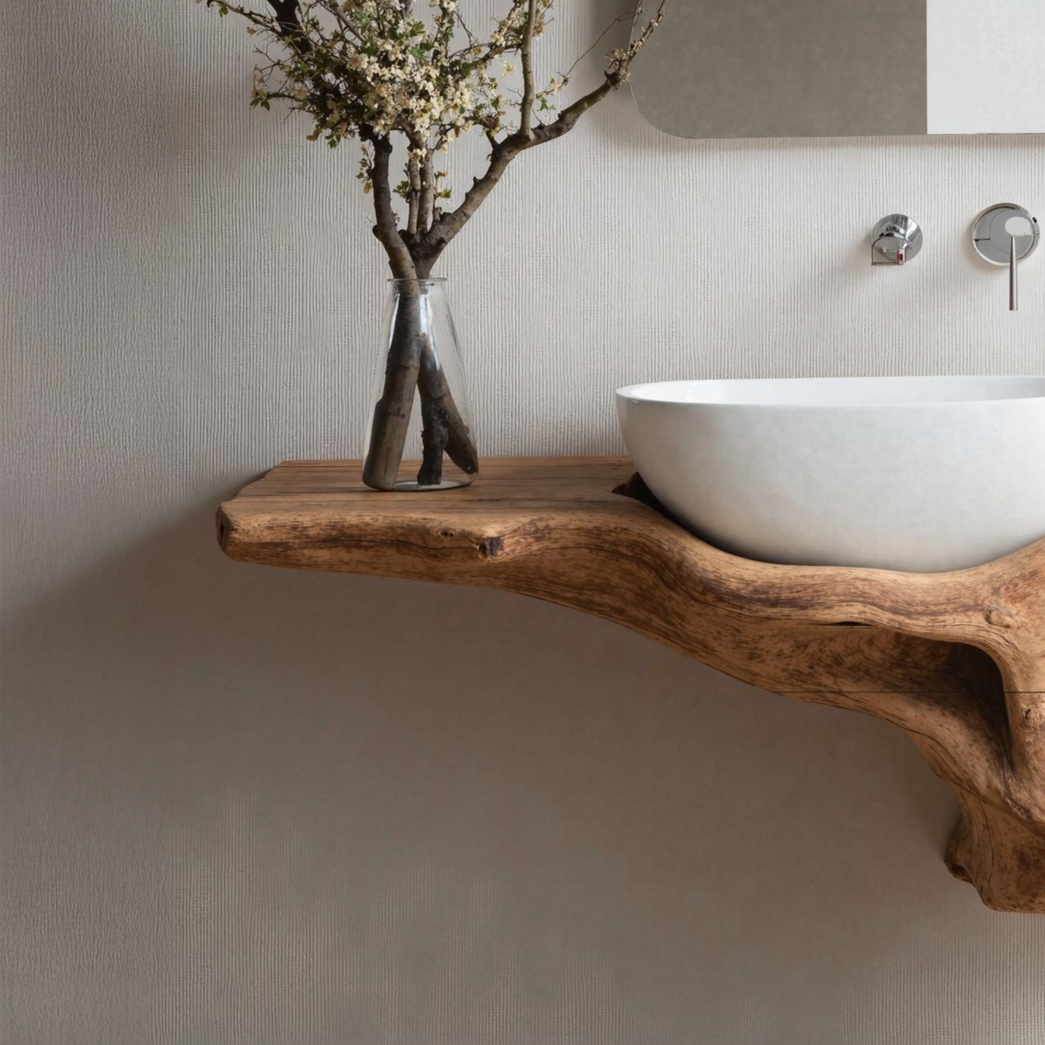 Mid Century Live Edge Vanity Bathroom Decor Accents SILDTTNBAS006
