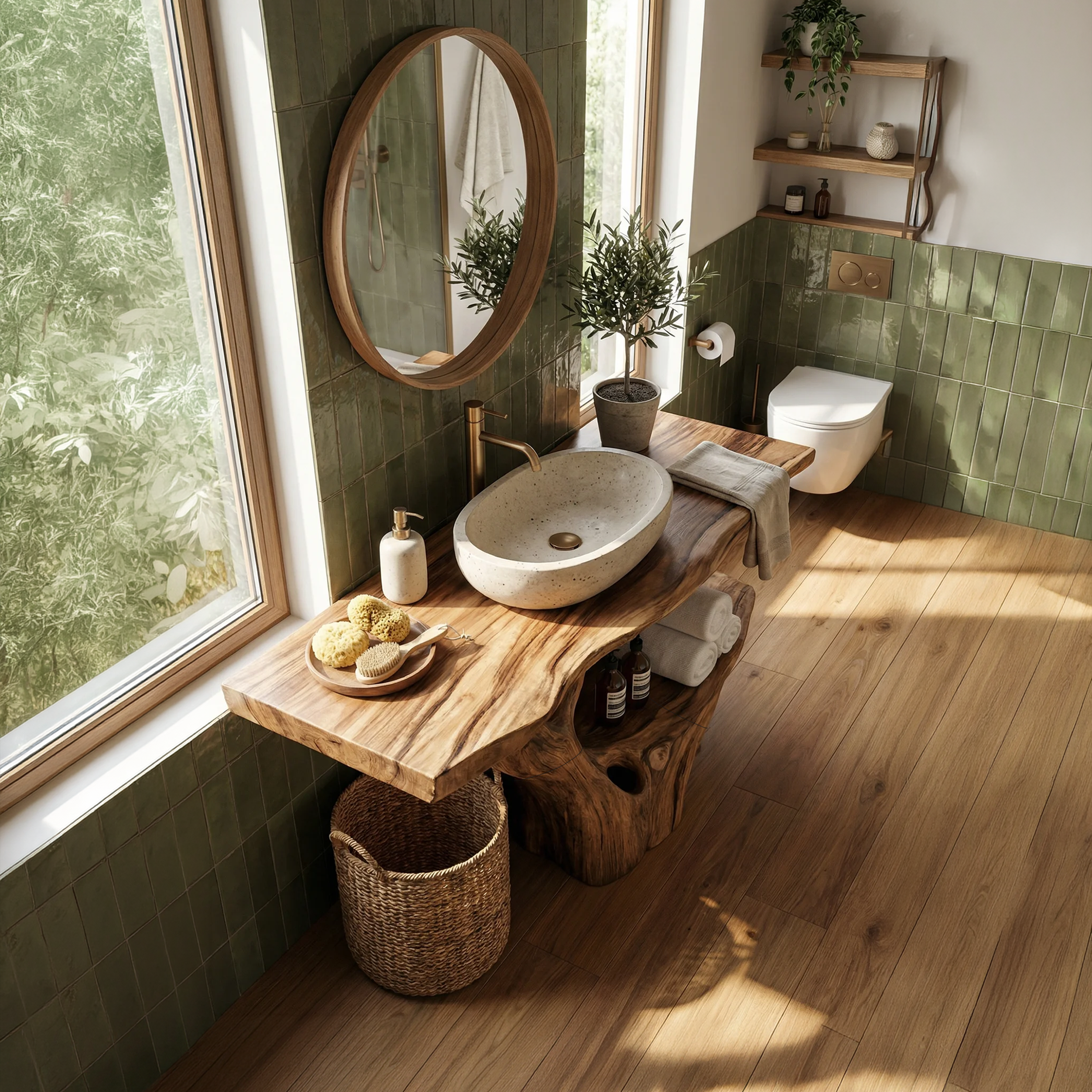 Modern Solid Wood Bathroom Vanity Organic Live Edge For Minimalist Bath SILDTTRBRV121