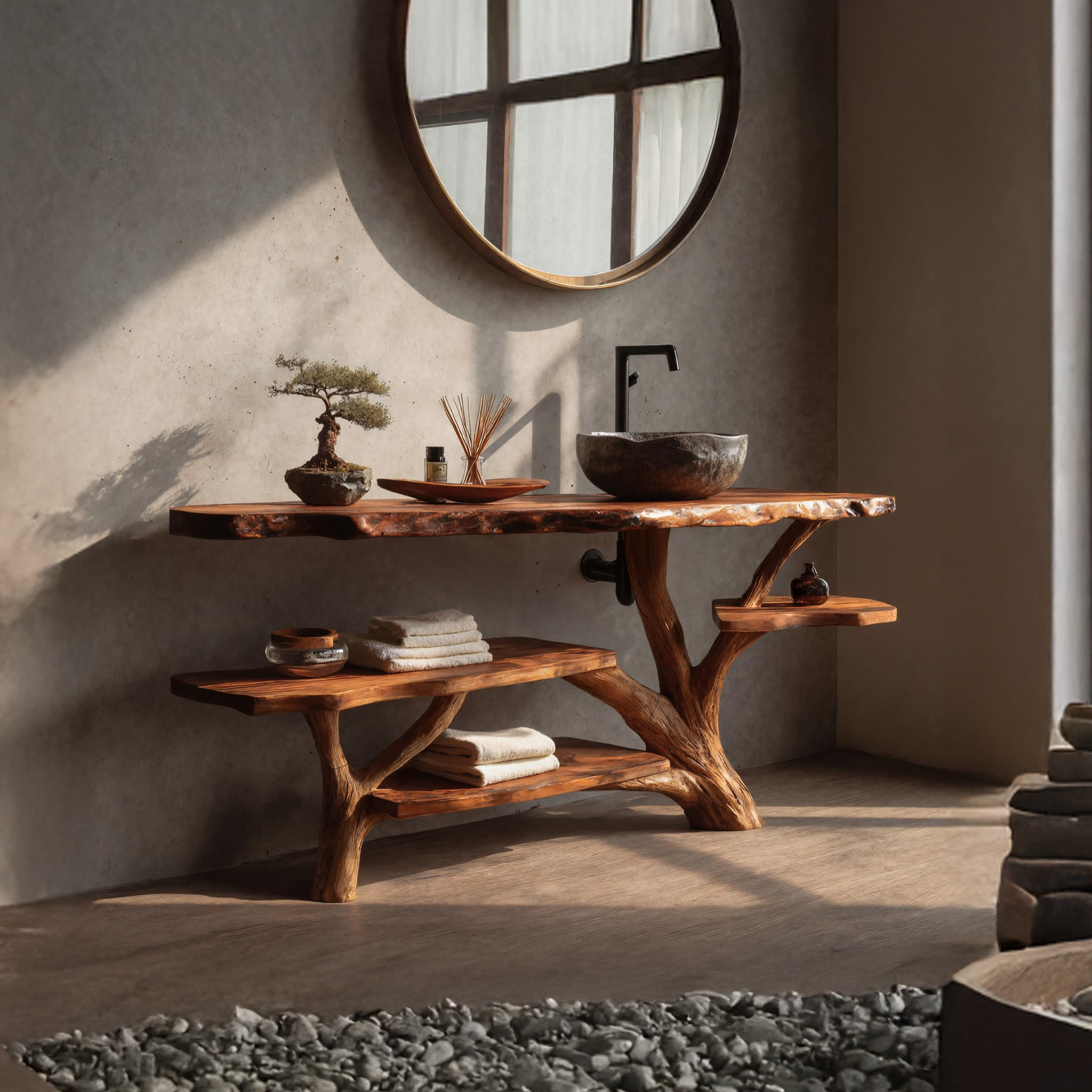 Handcrafted Solid Wood Vanity For Timeless Bathroom Furniture Decor SILDTTNBRV026