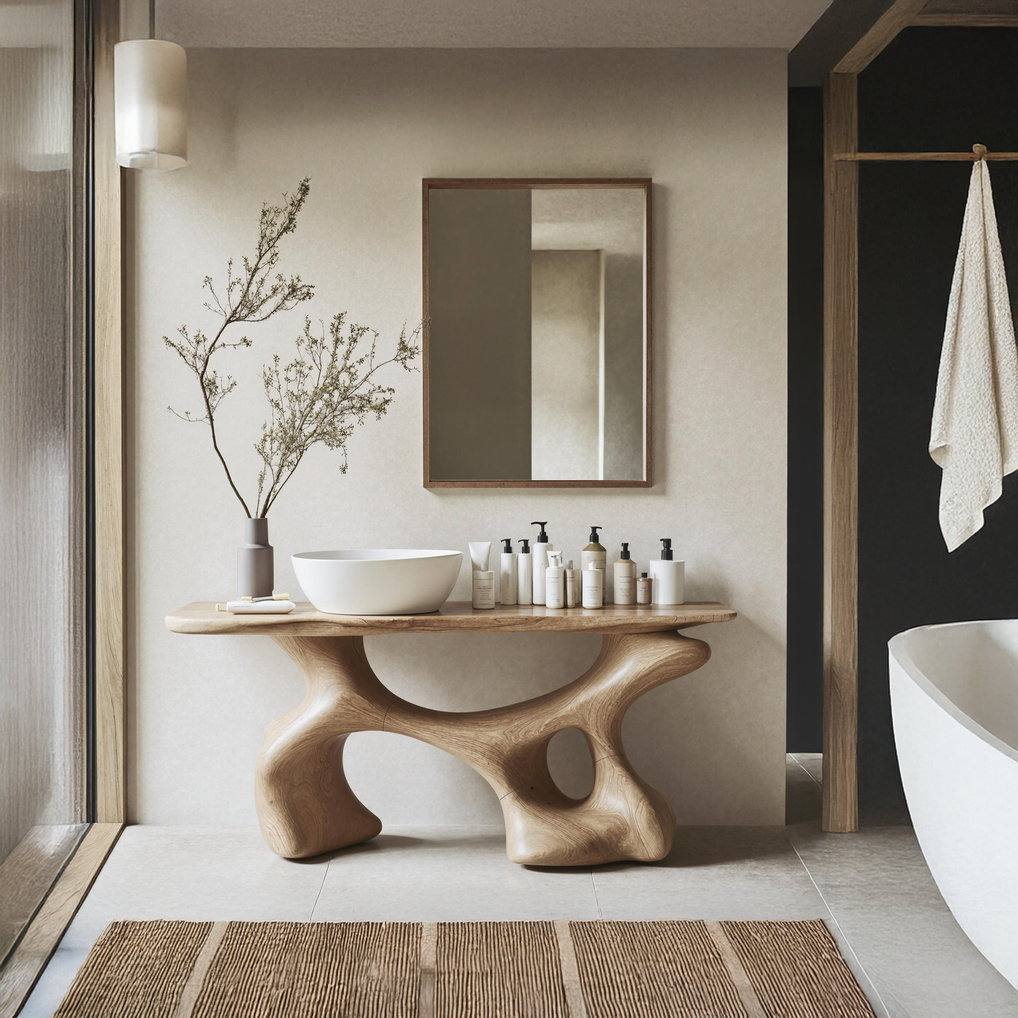 Handcrafted Bathroom Vanity For Organic Home Look SILDTTNBRV014