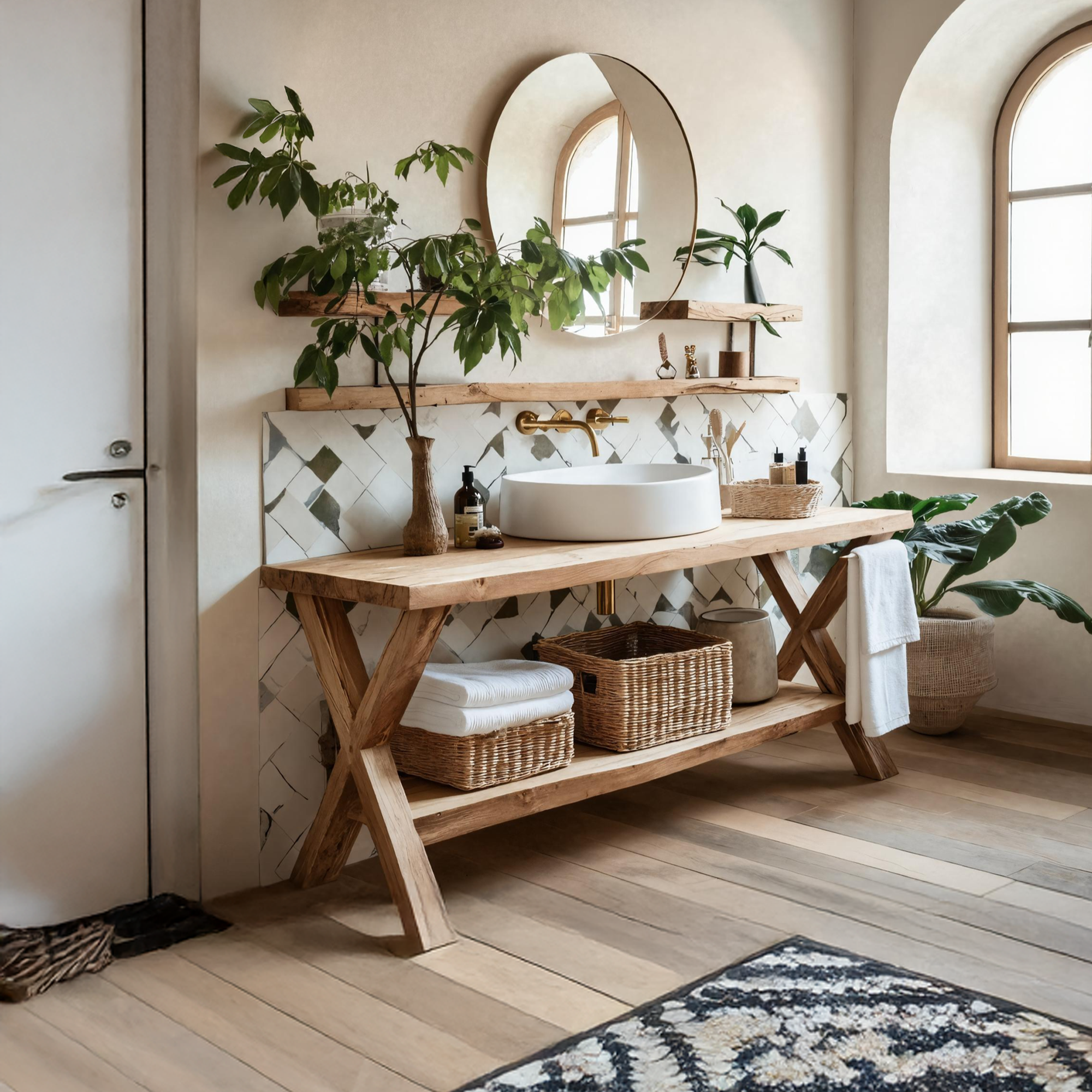 Rustic Wooden Vanity For Natural Bathroom Interiors SILDTTRBRV042