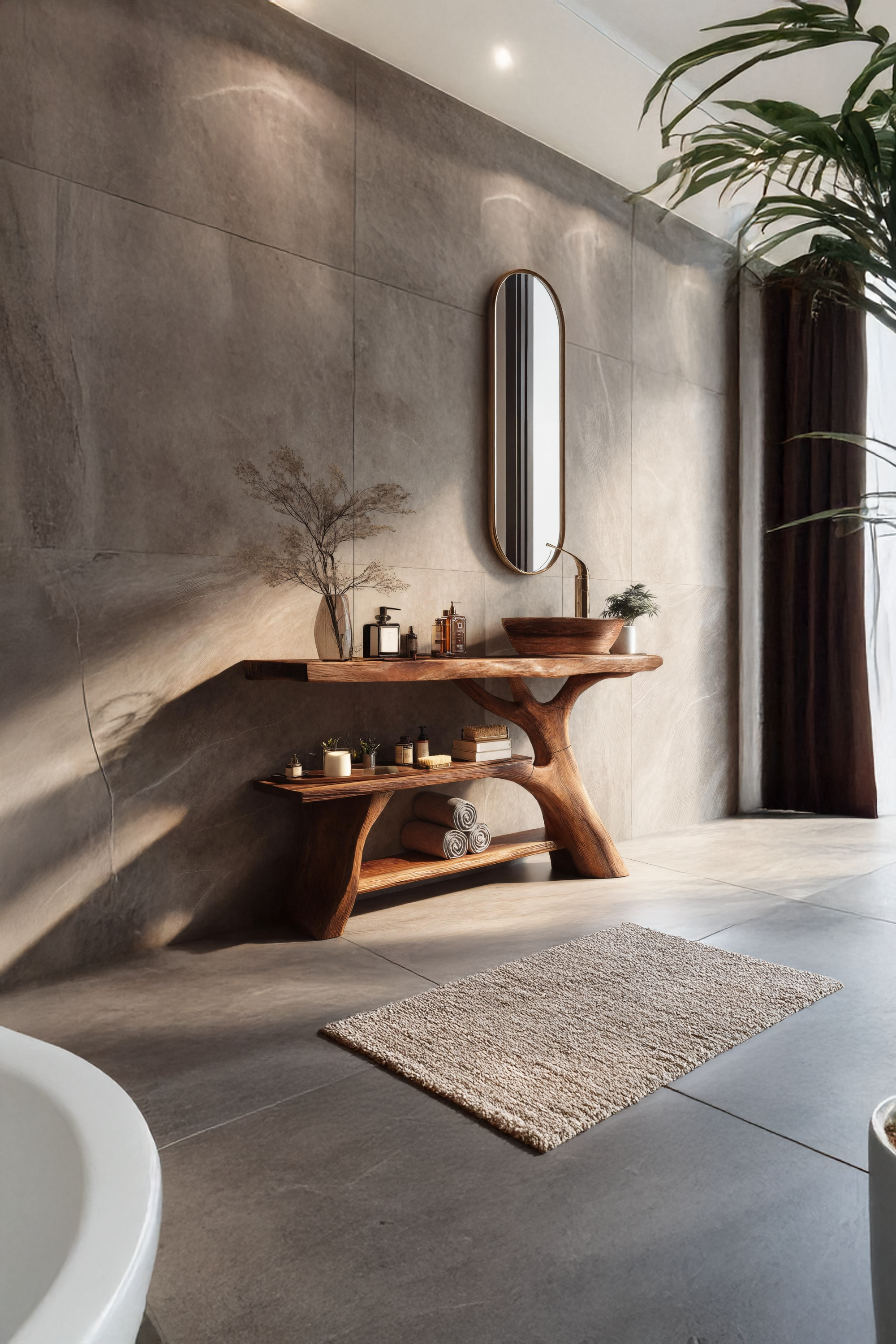 Mid Century Solid Wood Bathroom Vanity For Classic Furniture Home Design SILDTTRBRV086