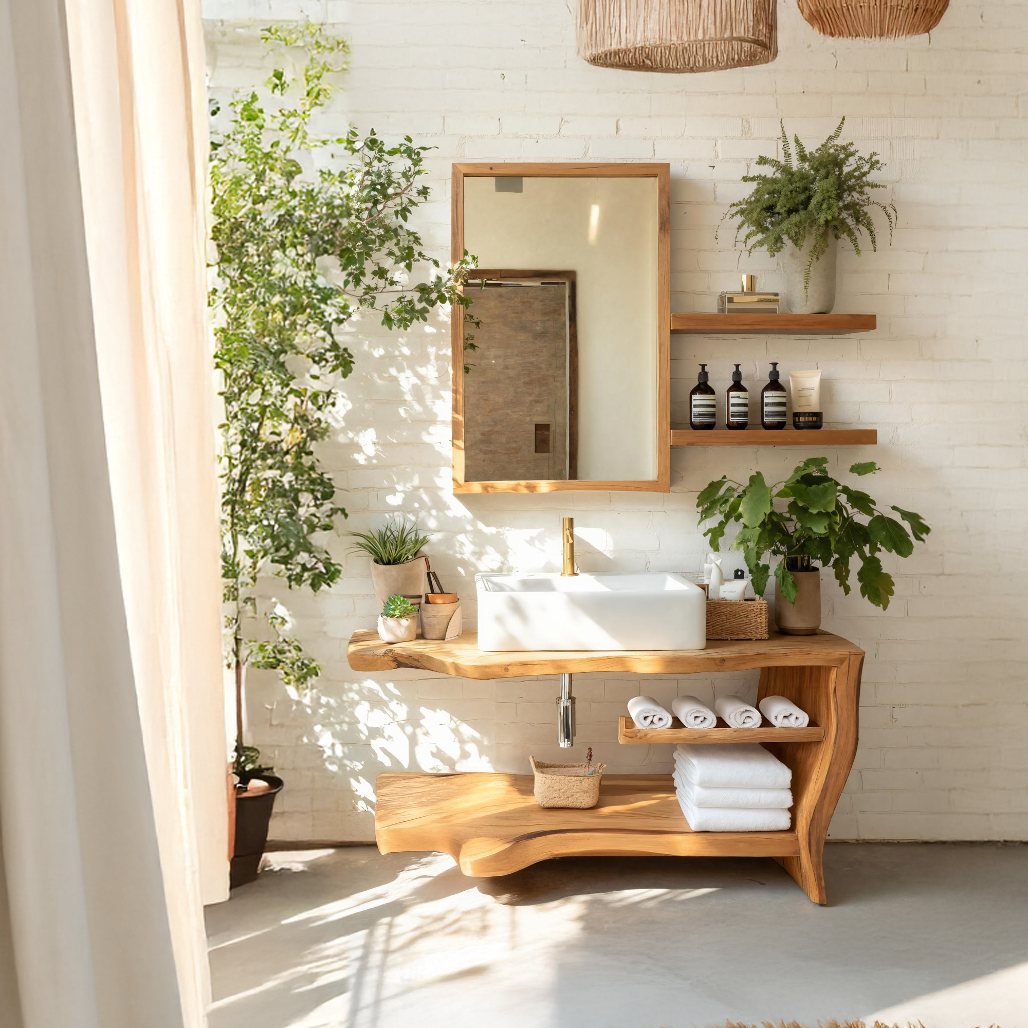 Rustic Wooden Vanity Space For Bathroom Use SILDTTRBRV058