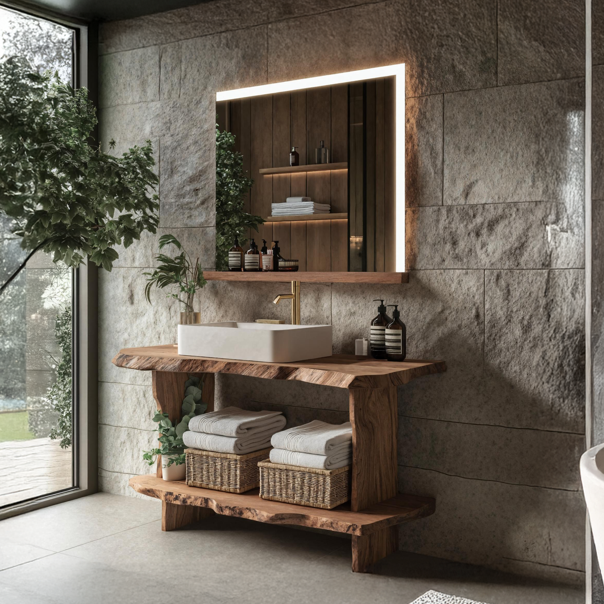 Mid Century Bathroom Cabinet With Wooden Design Touch SILDTTRBRV057
