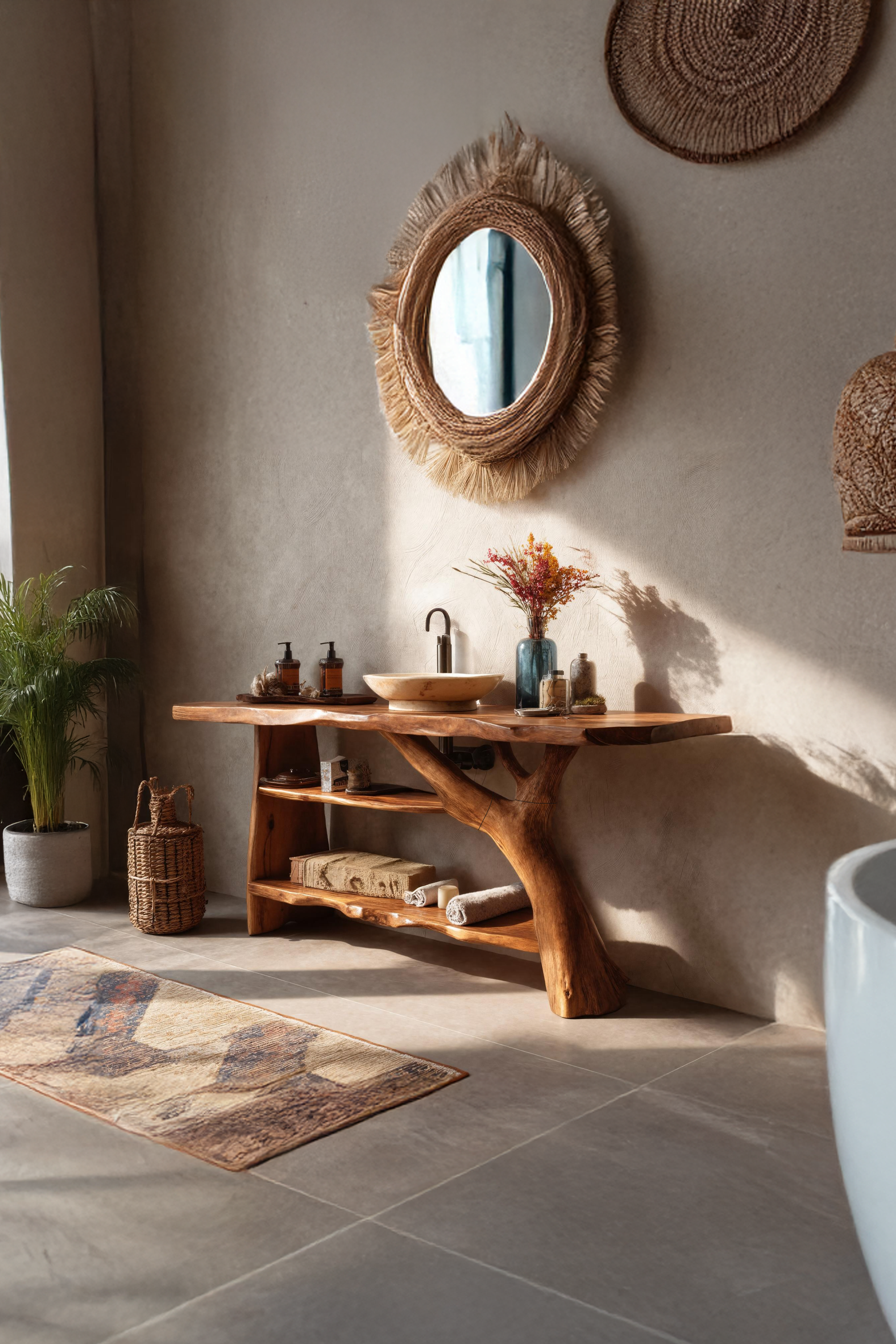 Handcrafted Solid Wood Bathroom Vanity For Modern Rustic Bathroom Design SILDTTRBRV072