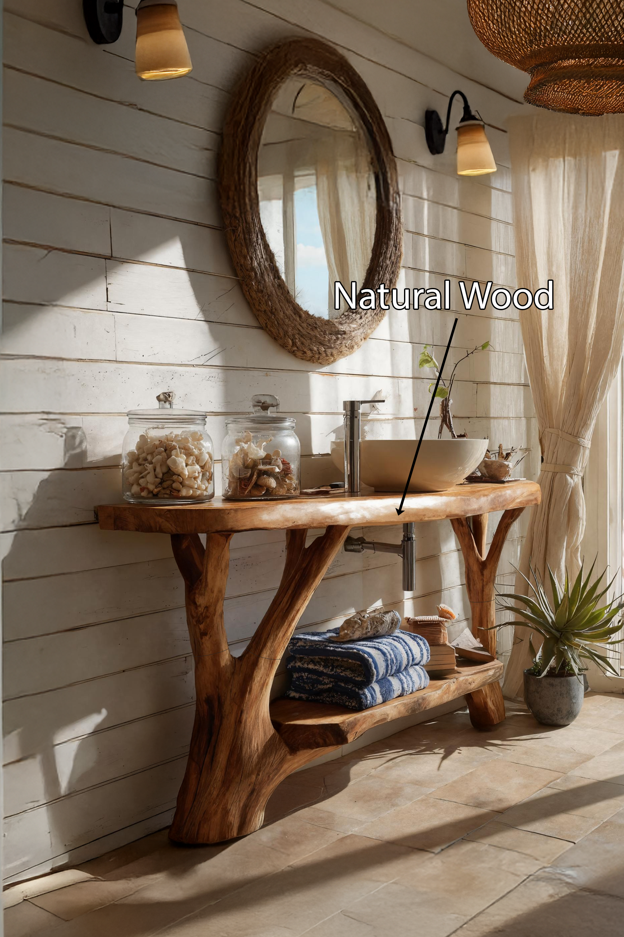 Mid Century Handcrafted Solid Wood Vanity For Bathroom Furniture SILDTTNBRV025