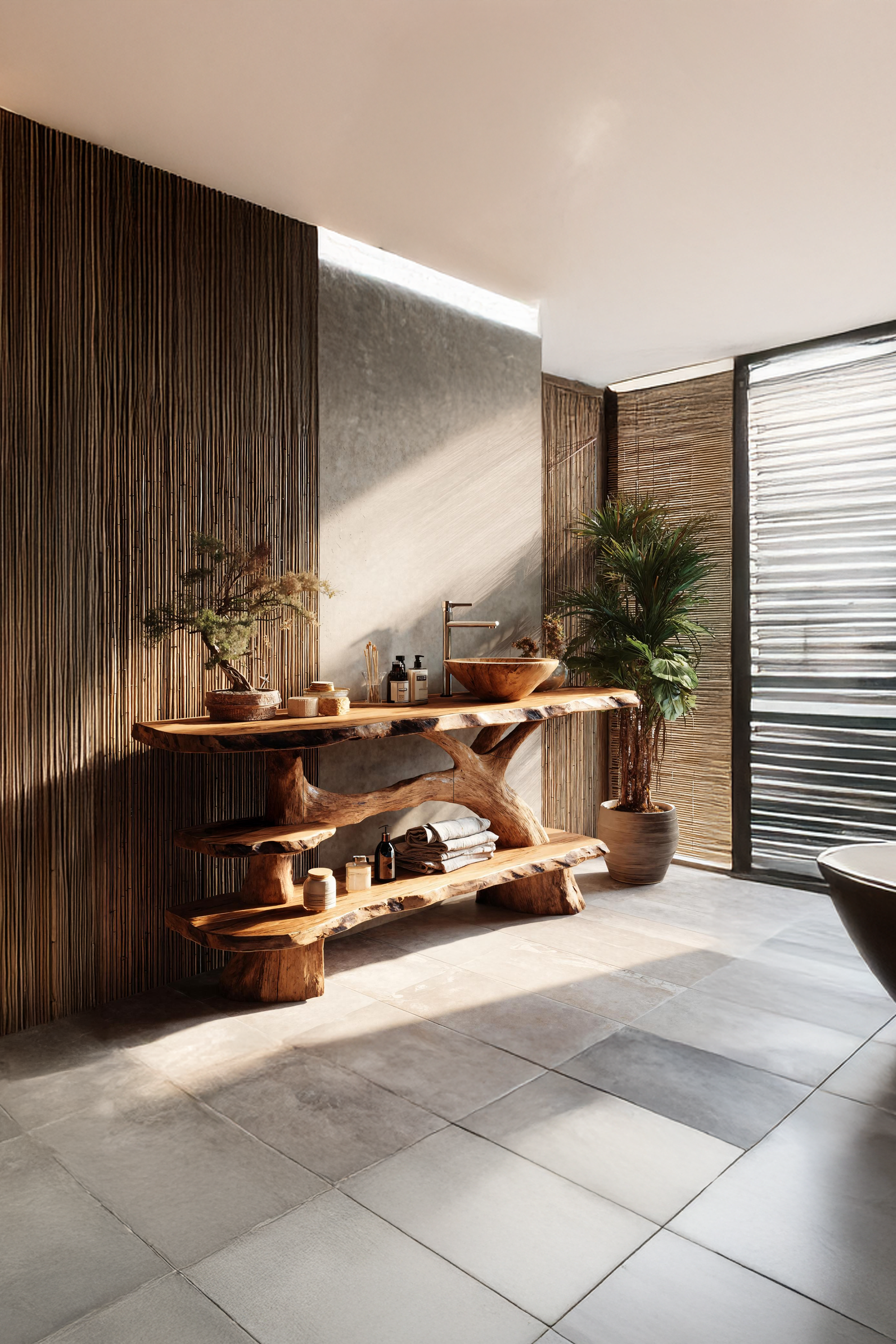 Modern Live Edge Tree Trunk Vanity For Classic Bathroom Interior Decor SILDTTRBRV093