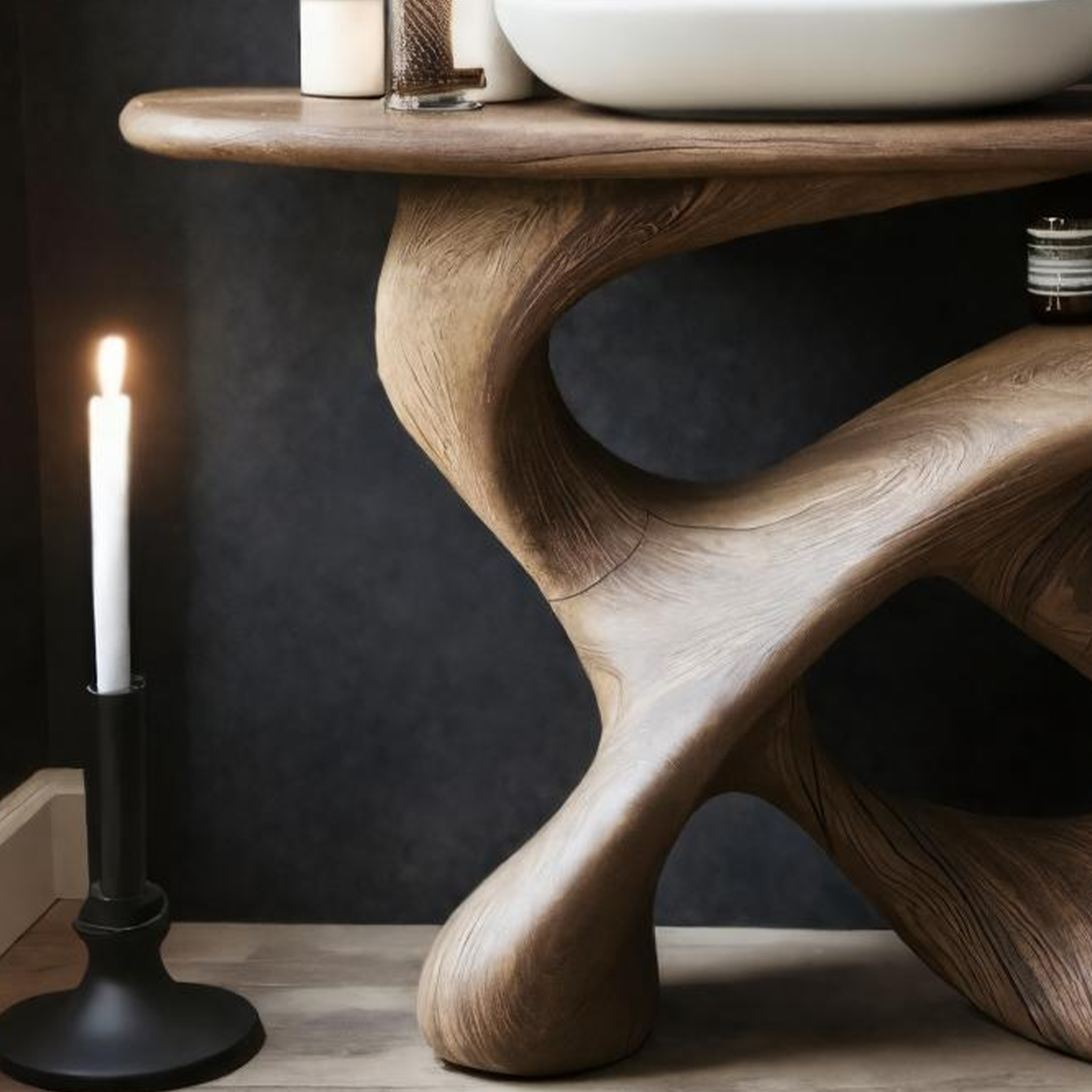 Handcrafted Wooden Live Edge Vanity For Bathroom Halloween Decor SILDTTNHBV001