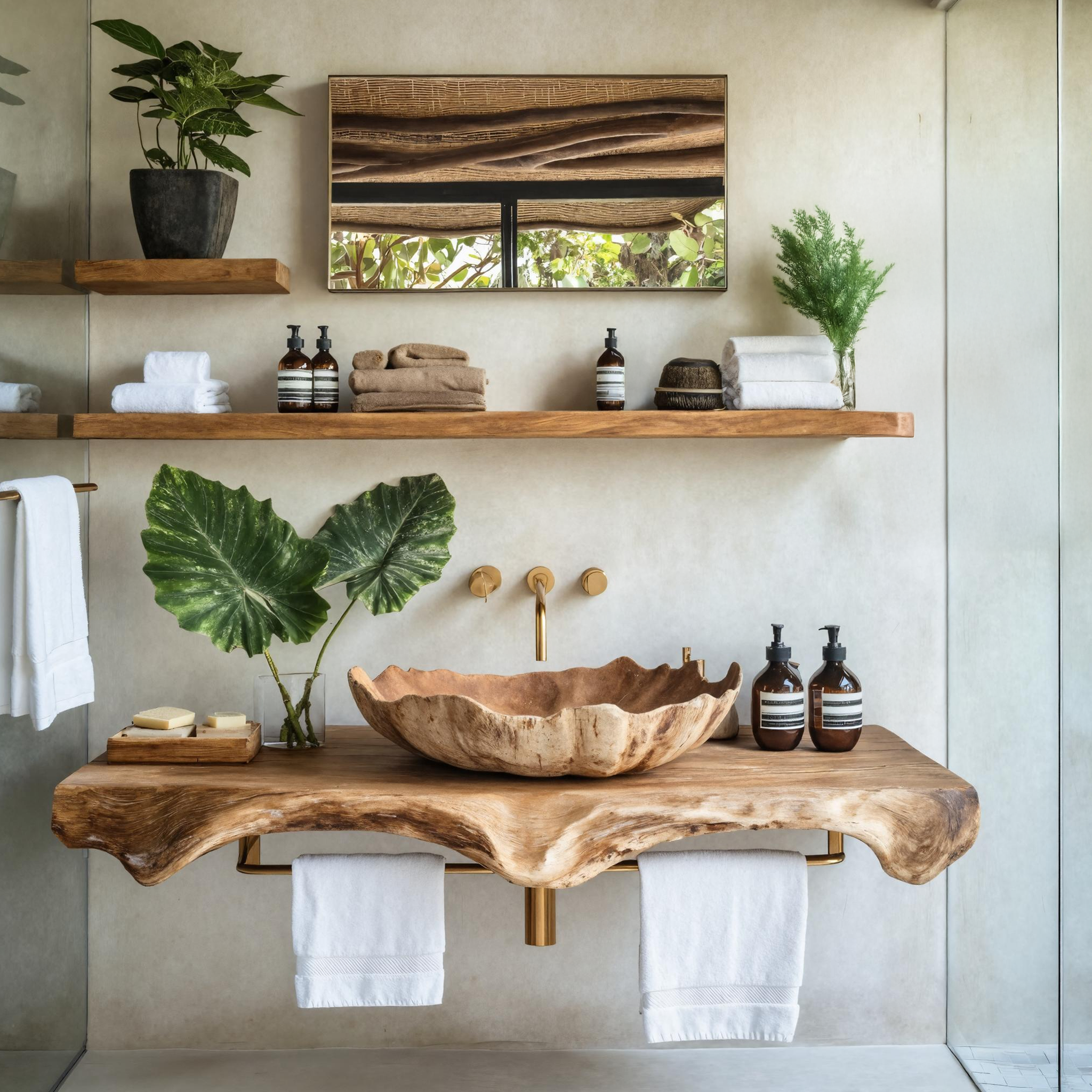 Farmhouse Wooden Vessel Sink For Bathroom Interior Design SILDTTRVS003