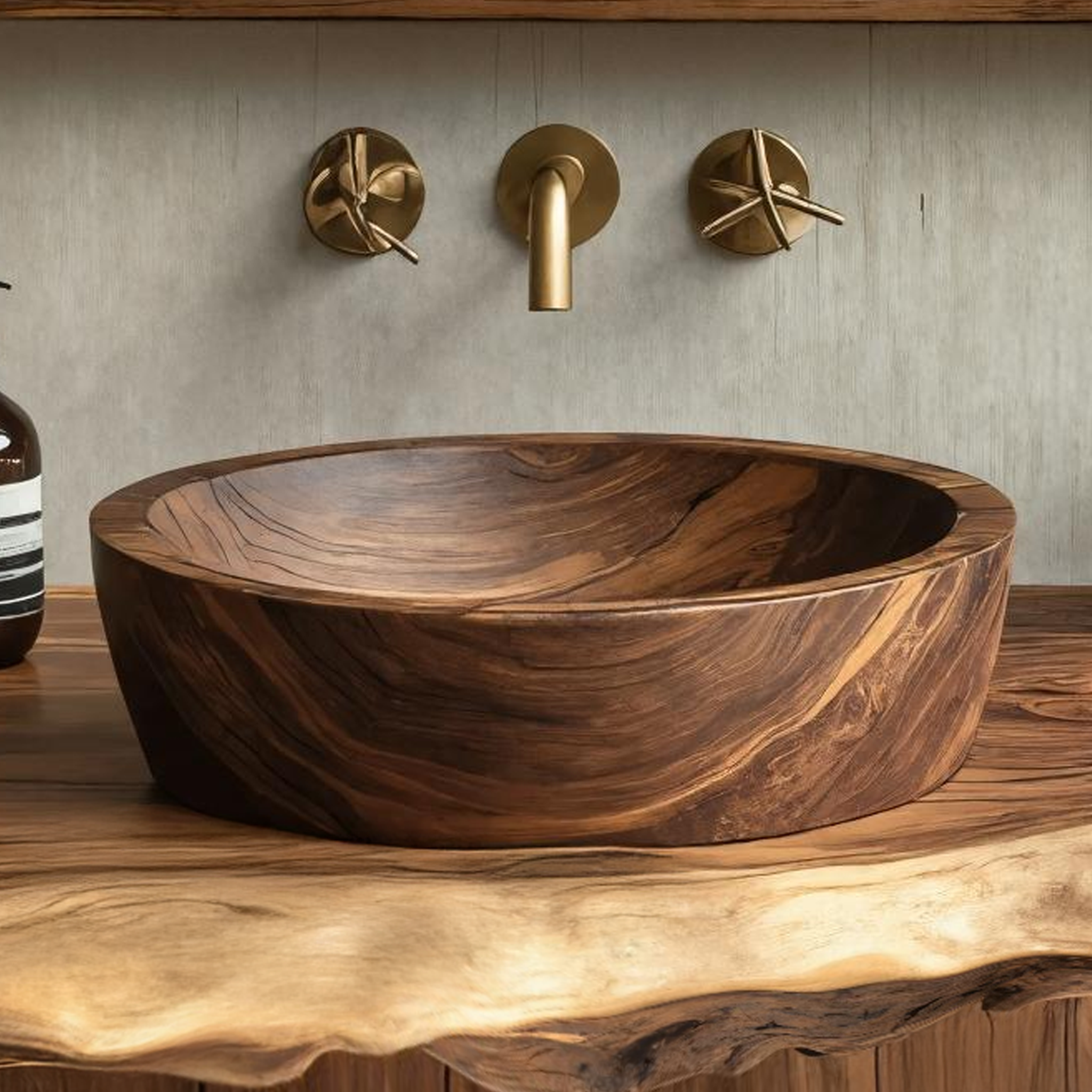 Wooden Vessel Sink Rustic Style For Bathroom Decor Ideas SILDTTRVS011