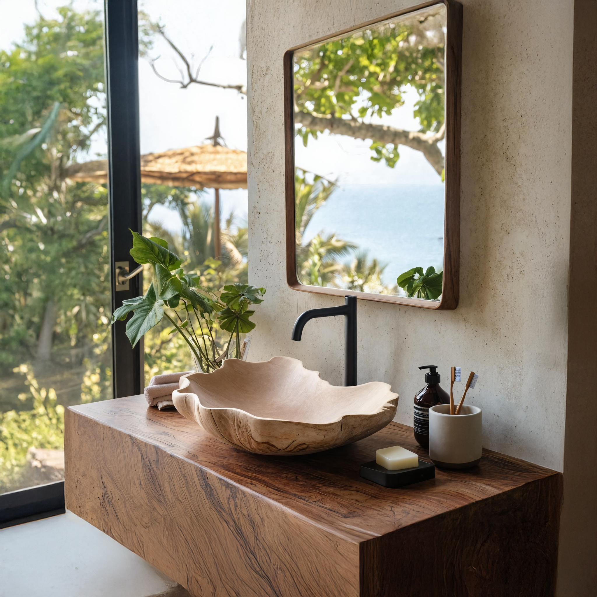 Rustic Solid Wood Sink For Authentic Bathroom Feel SILDTTRVS019