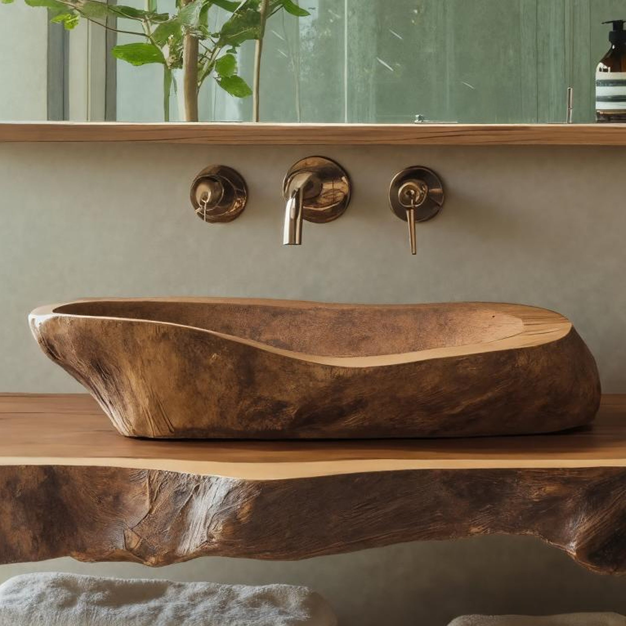 Handcrafted Wood Wash Basin For Elegant Bathroom Design SILDTTRVS005