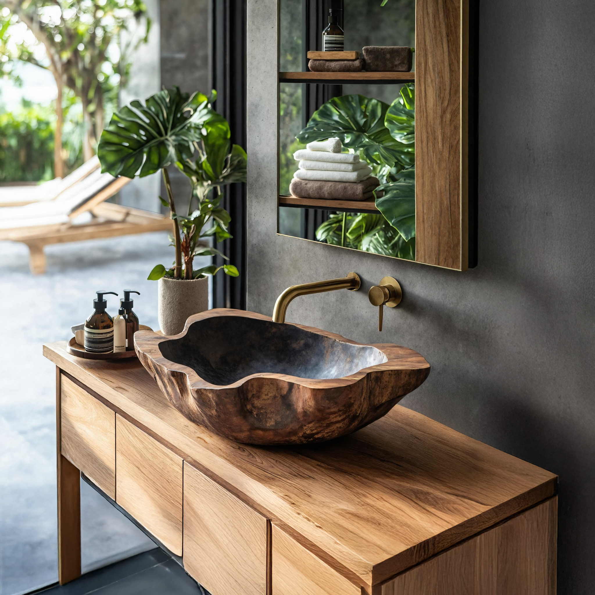 Wood Wash Basin Mid Century Style For Bathroom Upgrade SILDTTRVS016