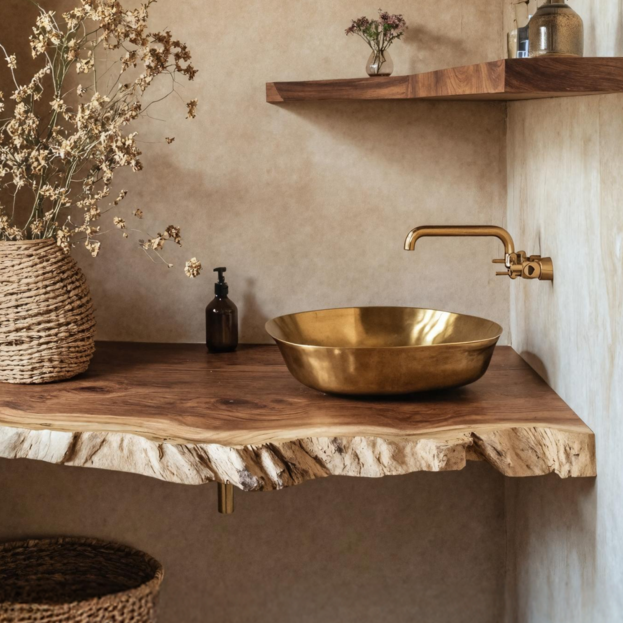Handcrafted Bathroom Vanity In Live Edge Wood Design SILDTTRBAS007