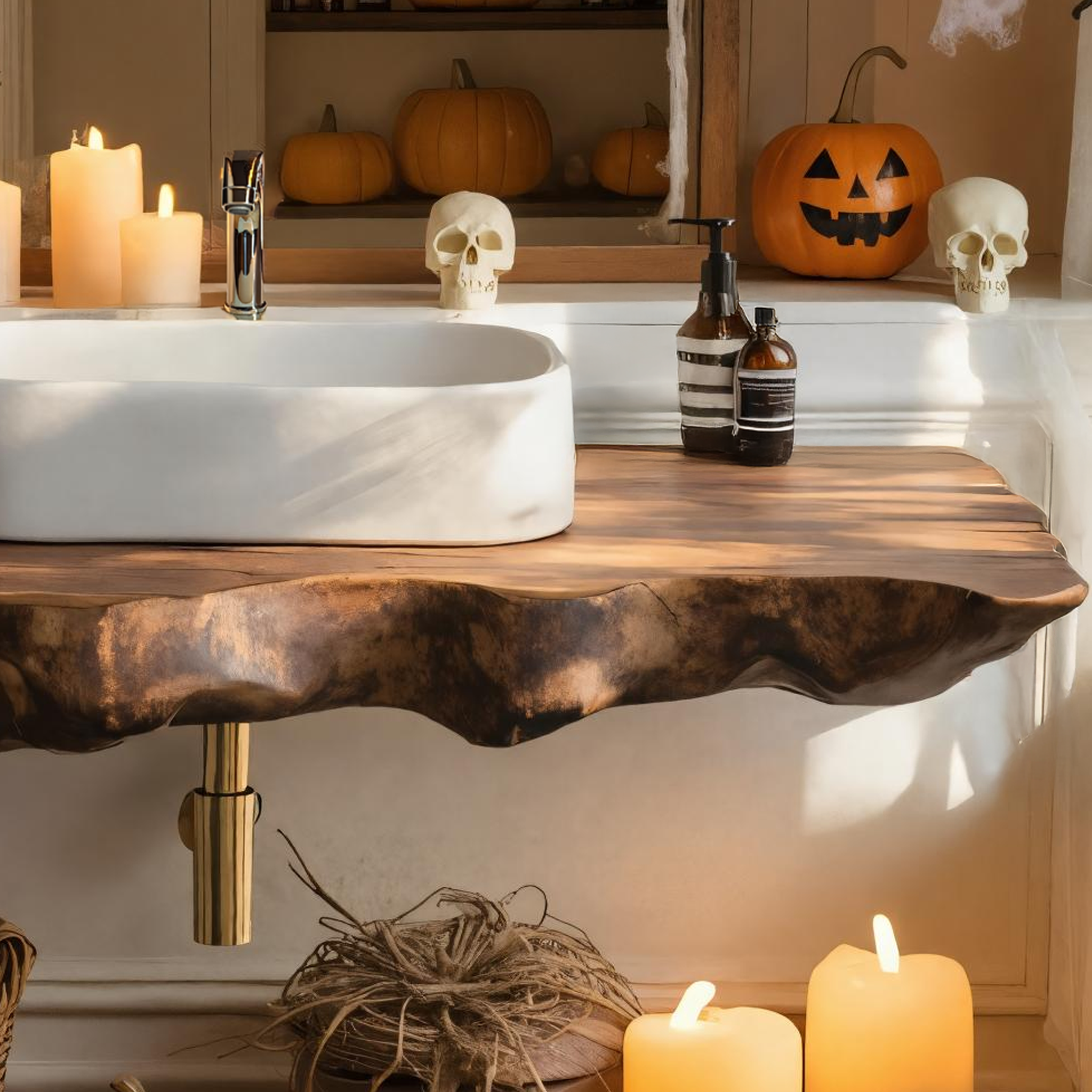 Modern Wooden Live Edge Bathroom Shelf For Furniture Decor Halloween Ideas SILDTTRHBS004
