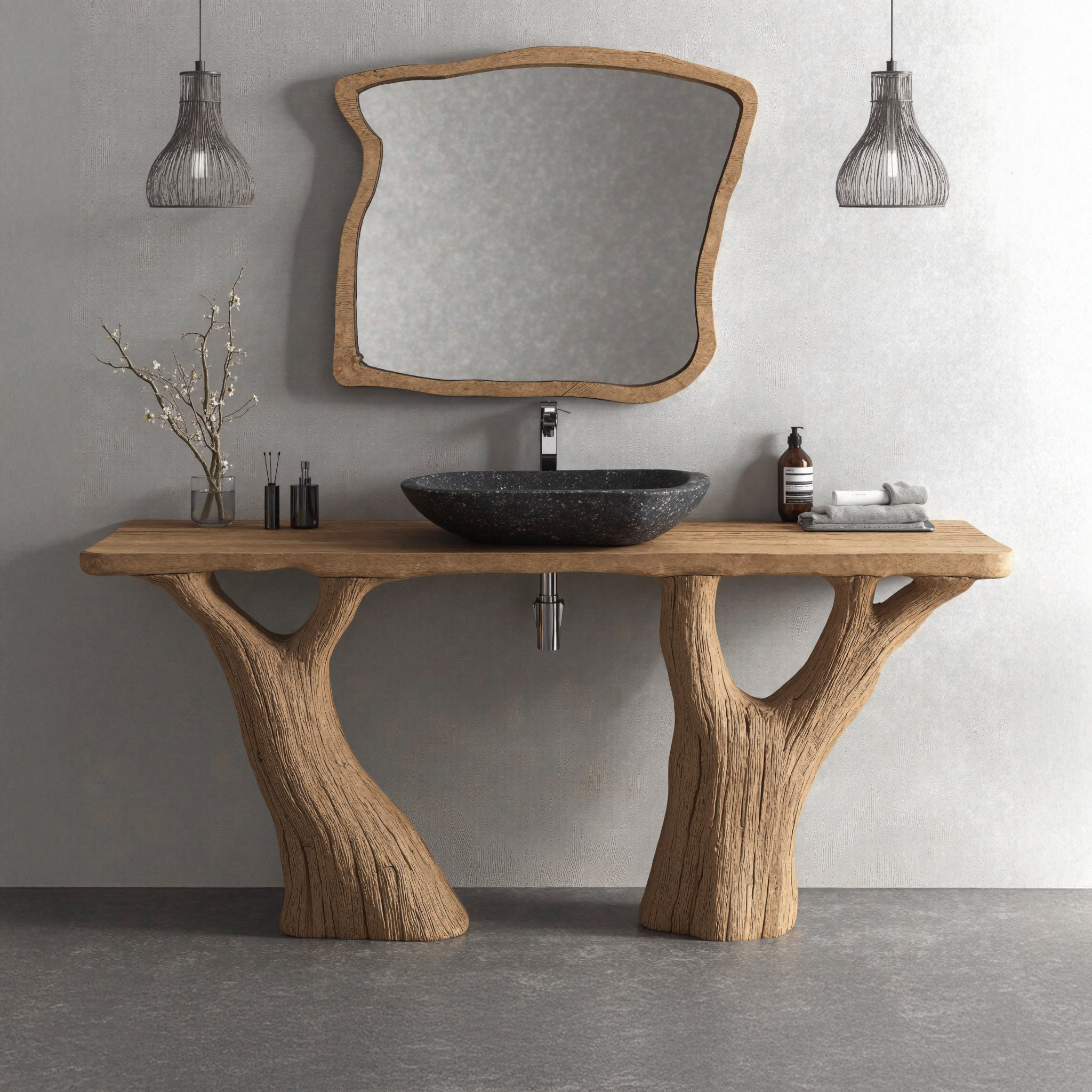 Rustic Floating Wood Vanity Bathroom Sink For Sleek Spaces SILDTBRV096