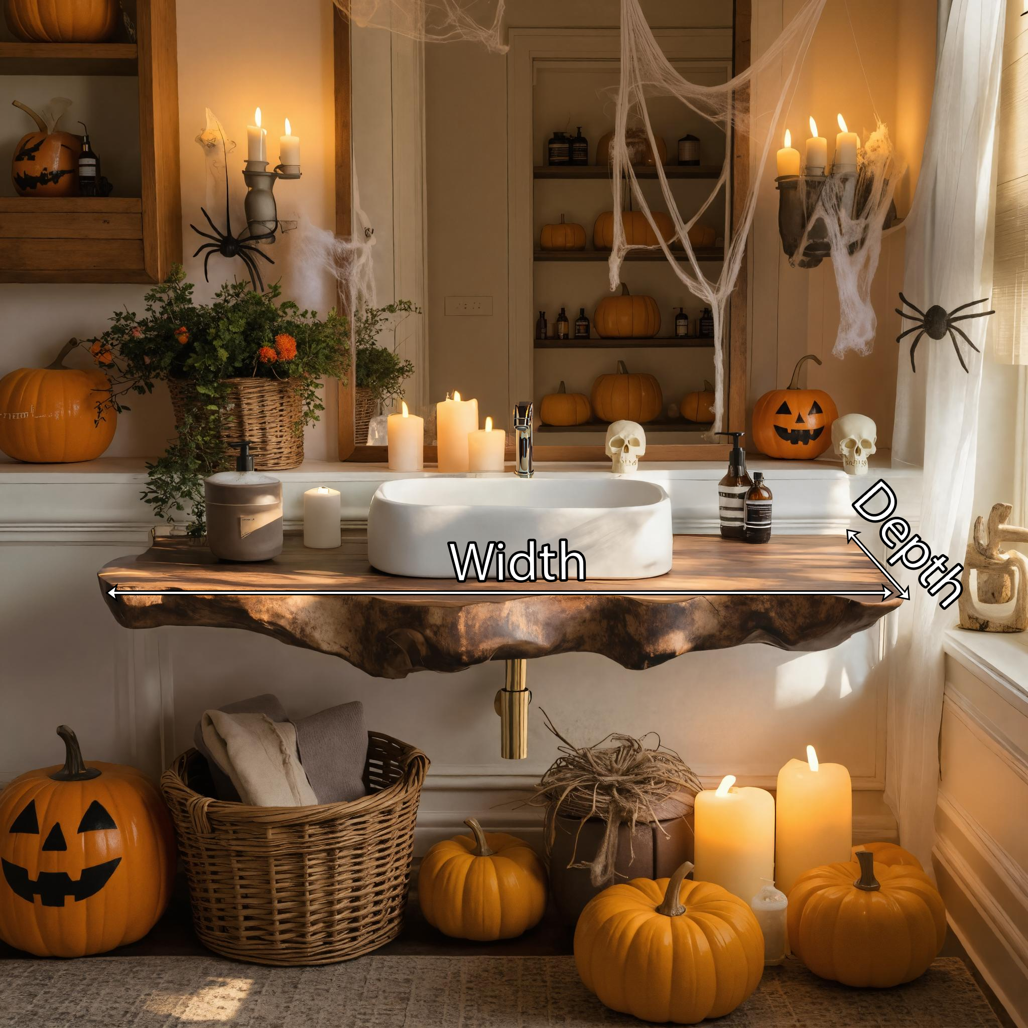 Modern Wooden Live Edge Bathroom Shelf For Furniture Decor Halloween Ideas SILDTTRHBS004