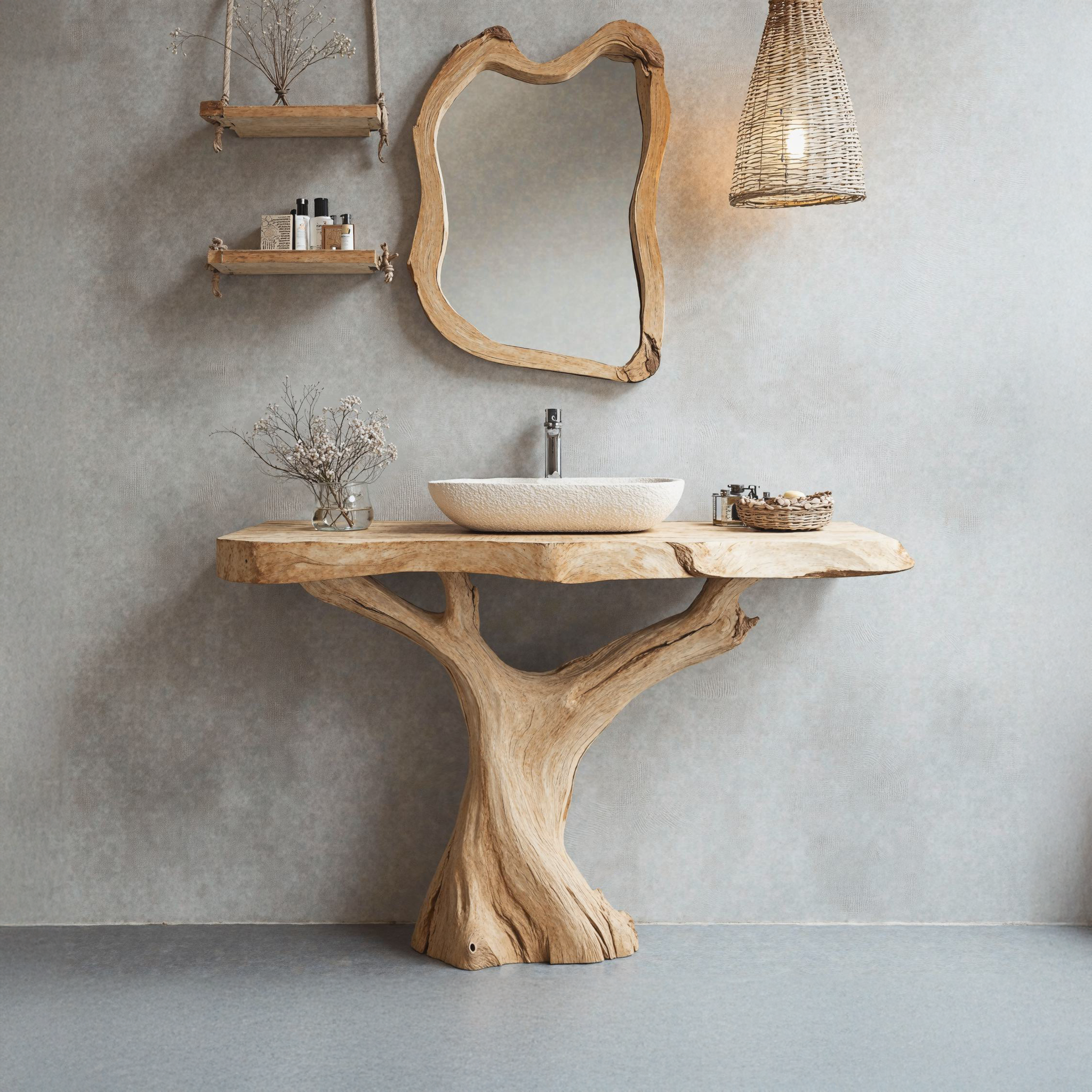 Rustic Handcrafted Wood Bathroom Vanity With Bathroom Spaces SILDTBRV104