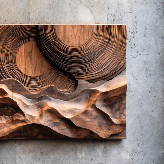 Abstract Sculptural Wood Wall Art With Concentric Circles For Living Room Or Bedroom SITHTTWA005