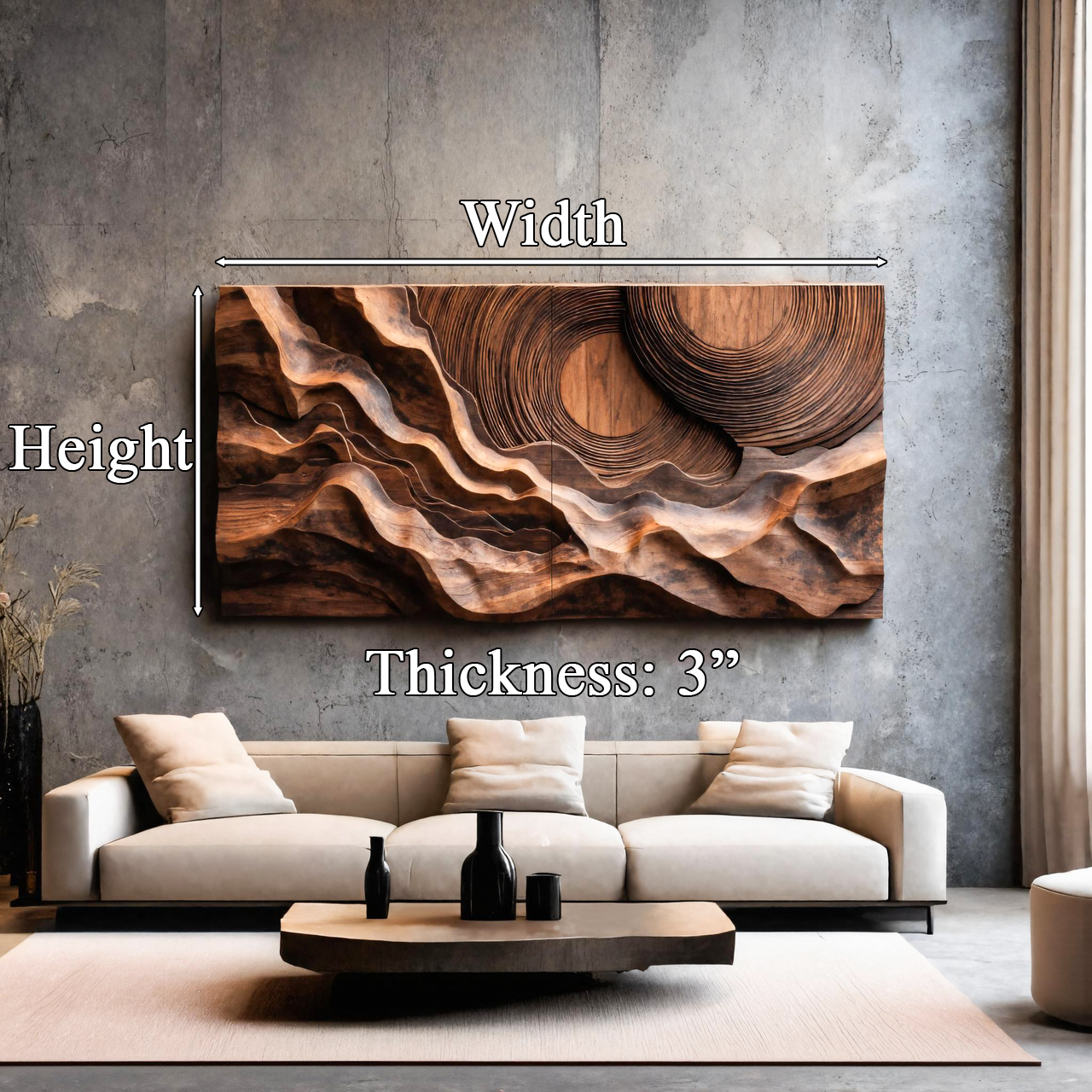 Abstract Sculptural Wood Wall Art With Concentric Circles For Living Room Or Bedroom SITHTTWA005