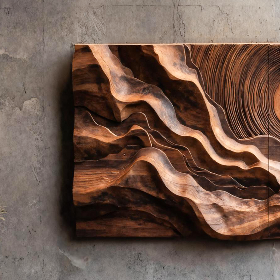 Abstract Sculptural Wood Wall Art With Concentric Circles For Living Room Or Bedroom SITHTTWA005