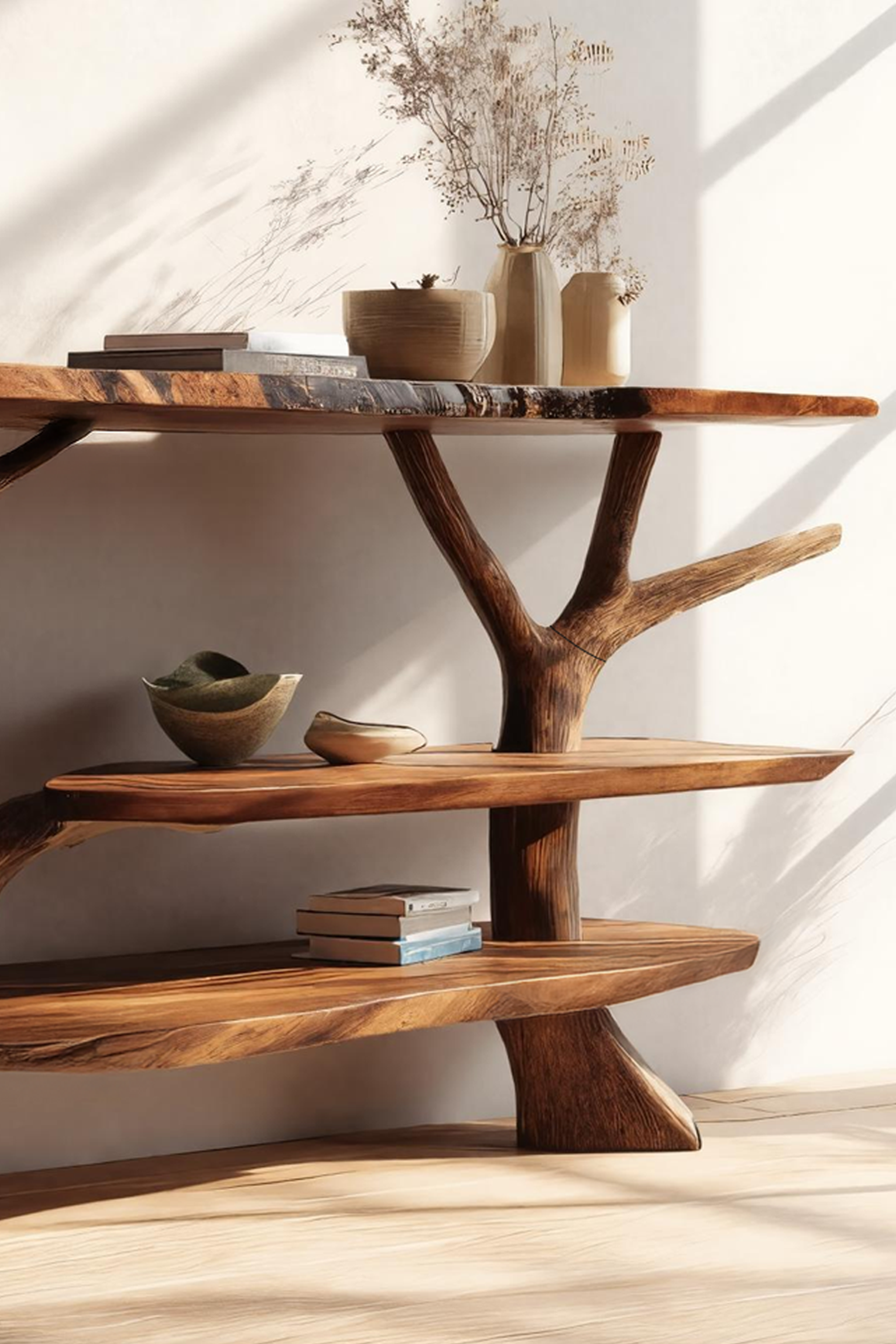 Mid Century Wooden Live Edge Console Table For Living Room Accent SILDTTRCS036