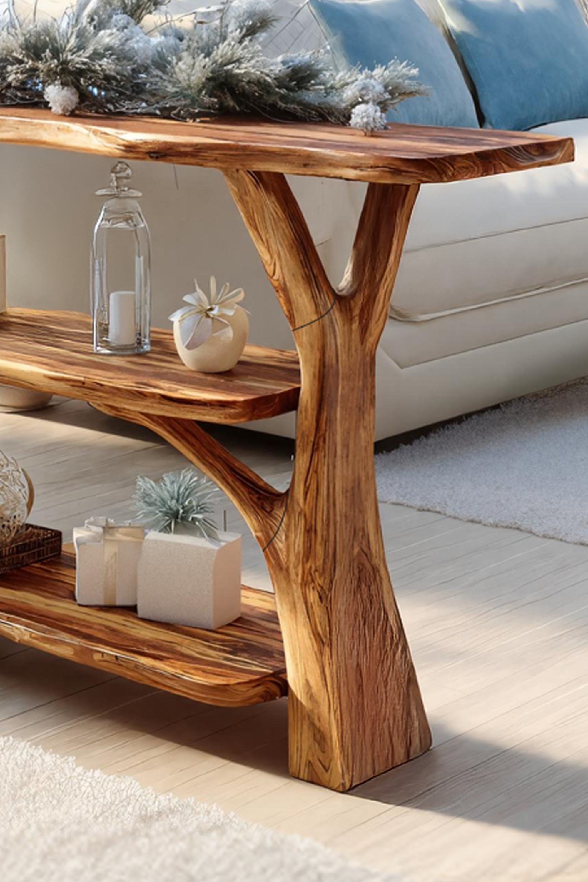 Mid Century Solid Wood Console Table For Entryway Design Holiday Gift Idea SILDTTRCSC005