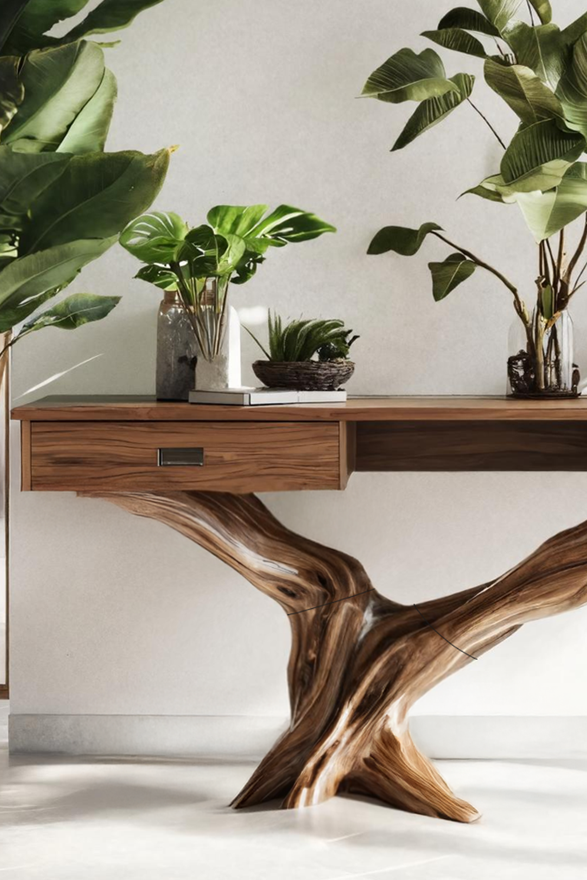 Mid Century Live Edge Entryway Table For Living Room SILDTTRCS005