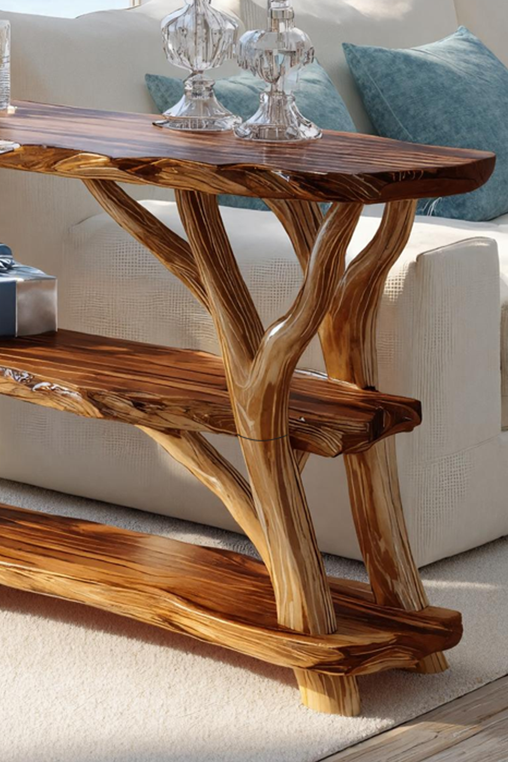 Handcrafted Solid Wood Console Table For Bedroom Decor Xmas Home Furniture SILDTTRCSC007