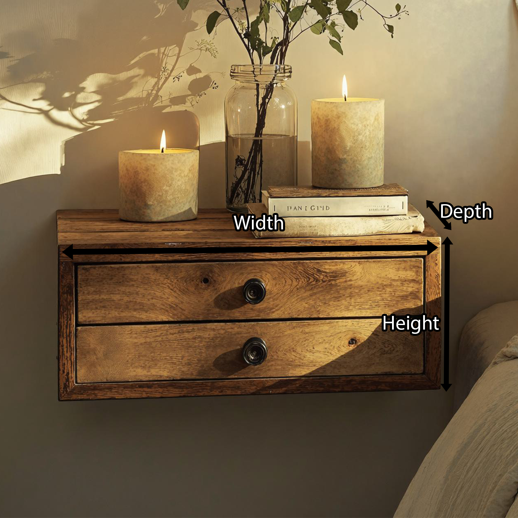 Wall-Mounted Floating Nightstand For Small Spaces SILDTNS013