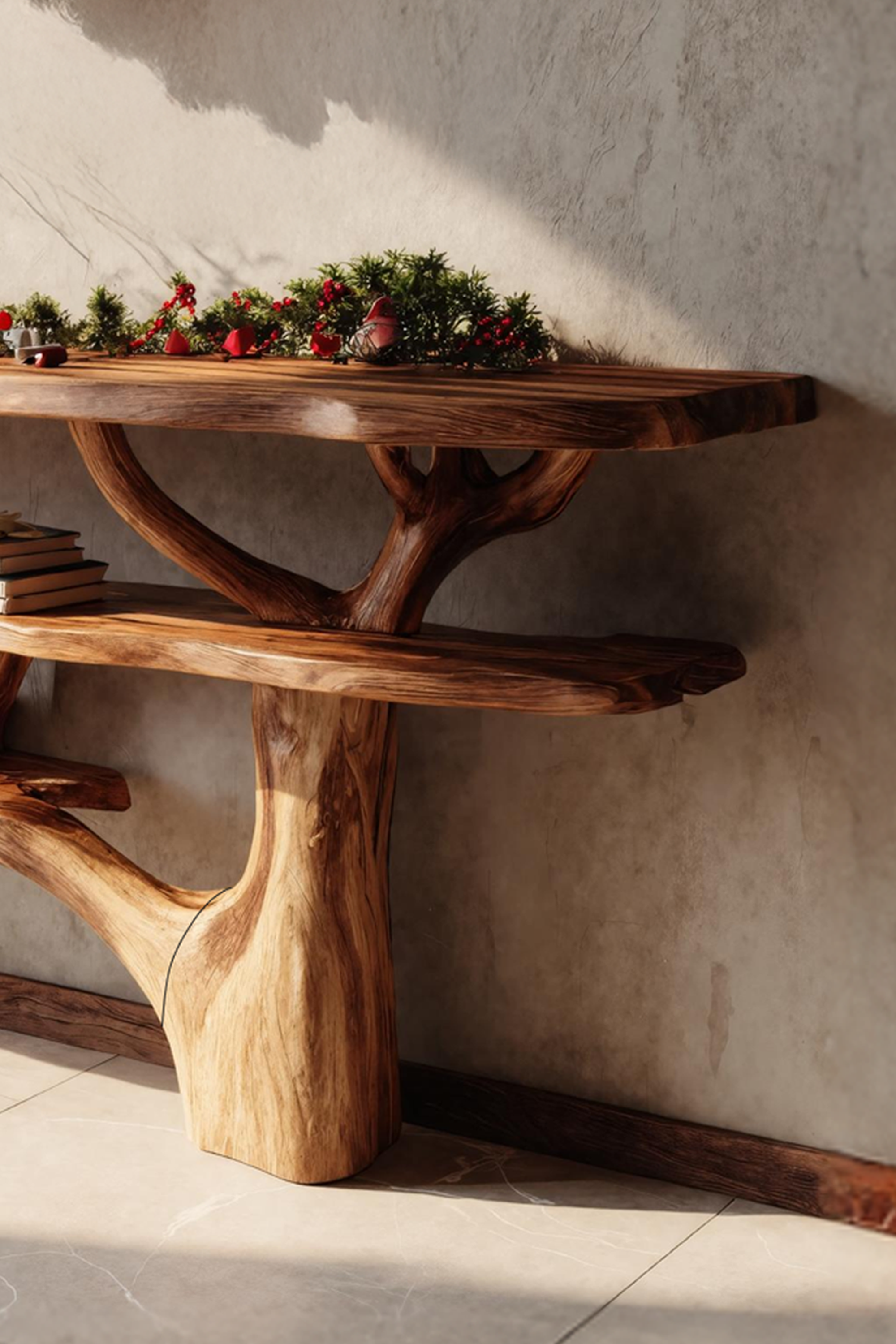 Mid Century Wooden Live Edge Console Table For Holiday Furniture Decor SILDTTRCSC017