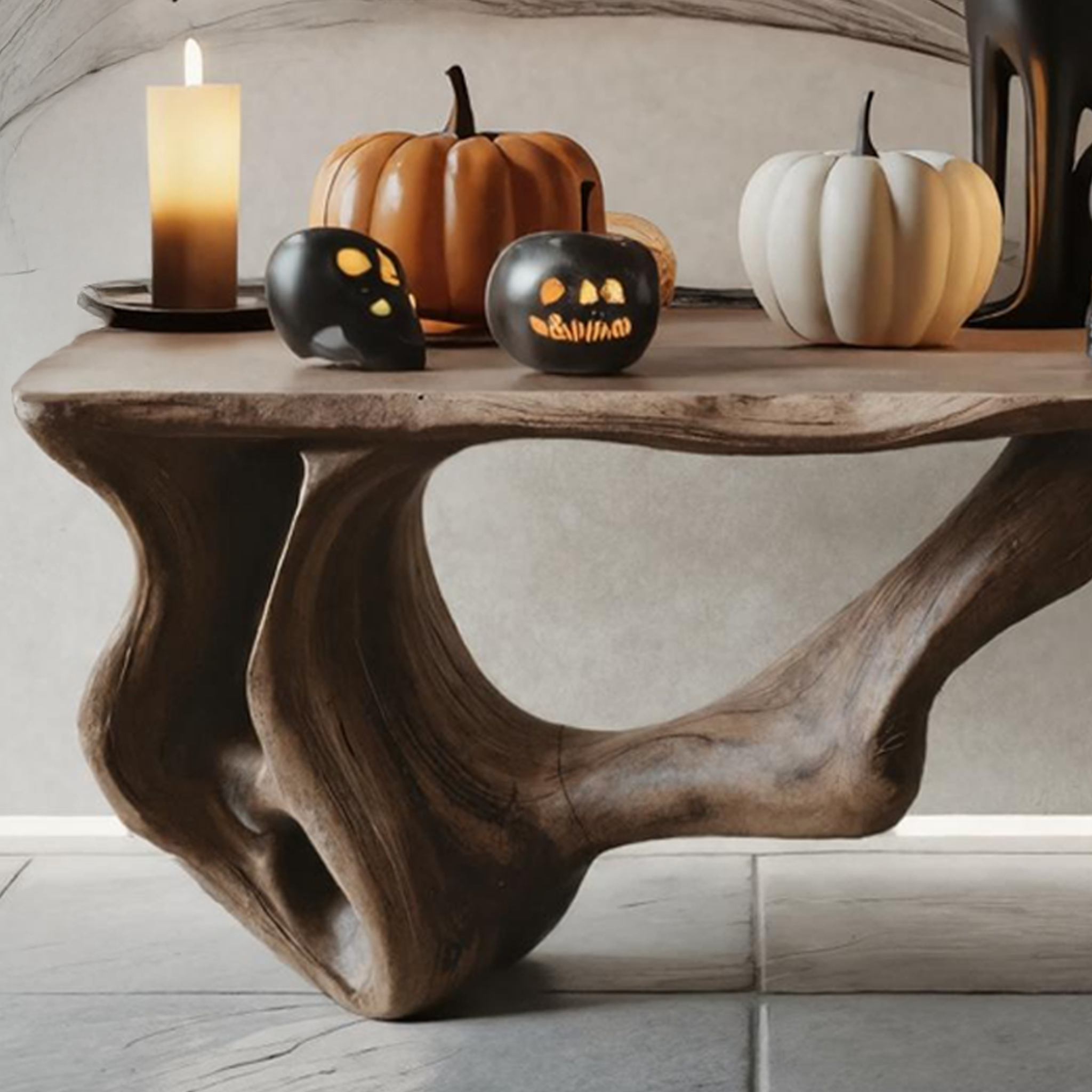 Modern Wooden Live Edge Console Table For Entryway Design Halloween Theme SILDTTRHCS004