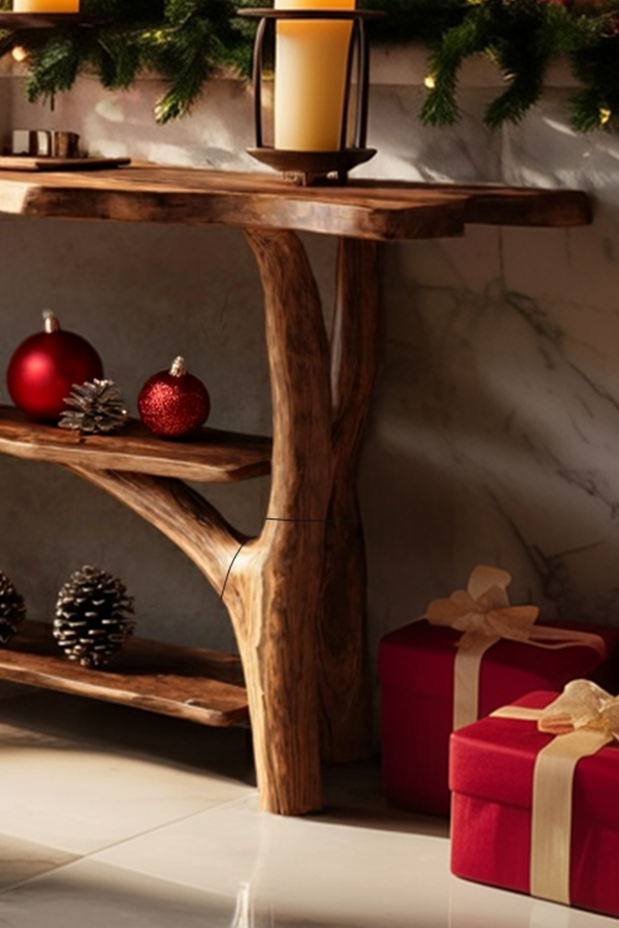 Handcrafted Live Edge Entryway Table For Holiday Furniture Xmas Accent SILDTTRCSC035