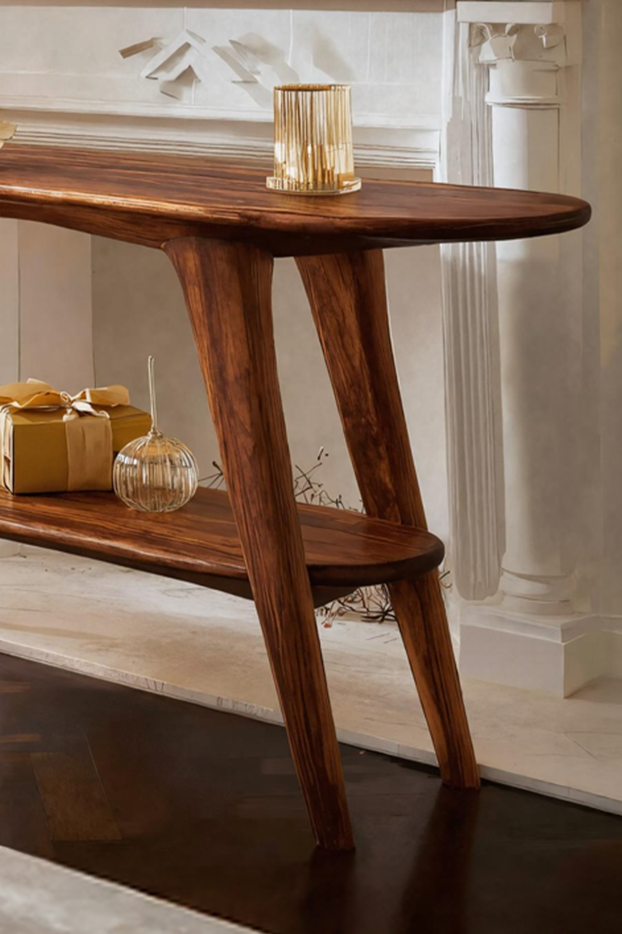 Mid Century Wooden Live Edge Console Table For Entryway Design Christmas SILDTTRCSC001