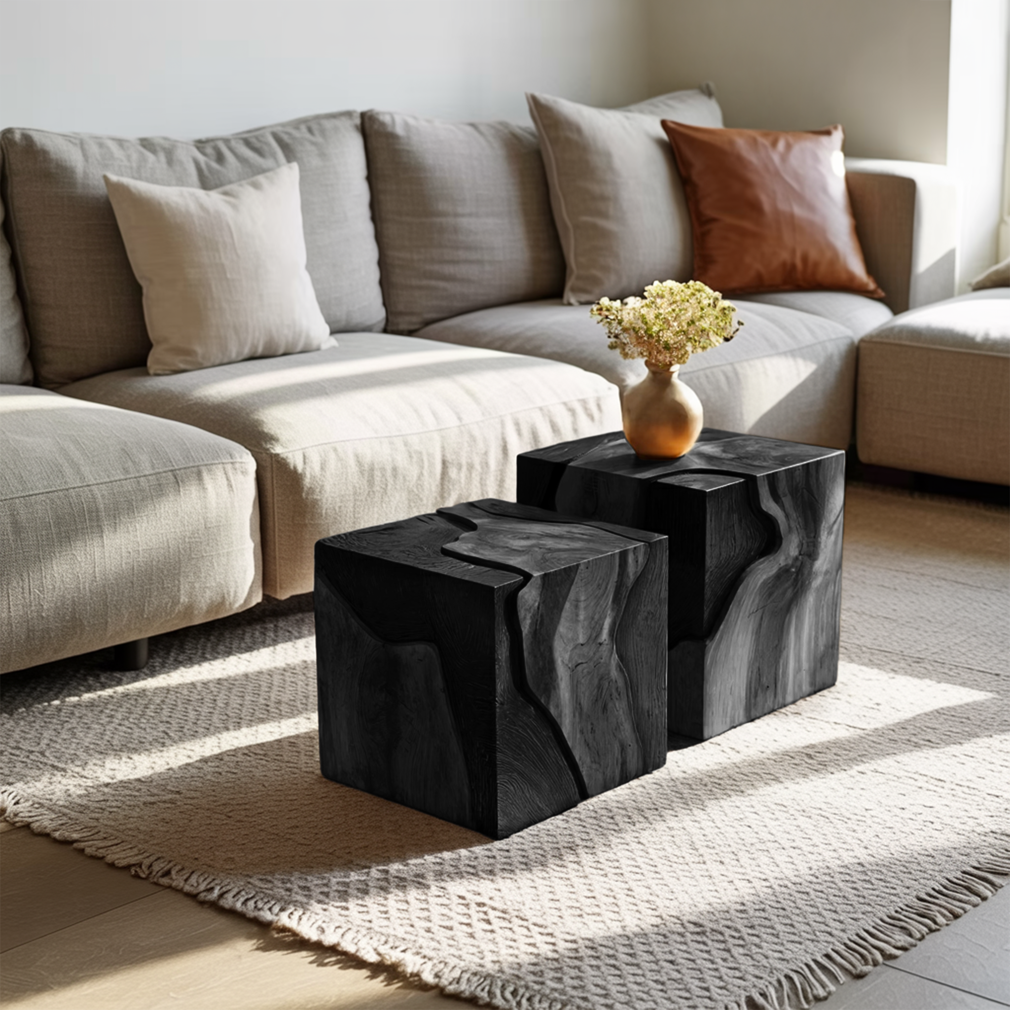 Handcrafted Low Wooden Coffee Table For Unique Living Room SILDTTNCF042